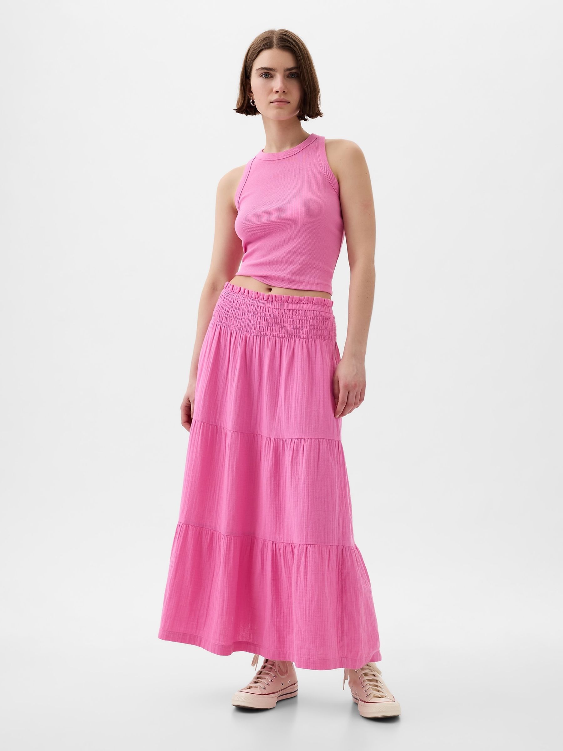 Pink skirt cotton on top