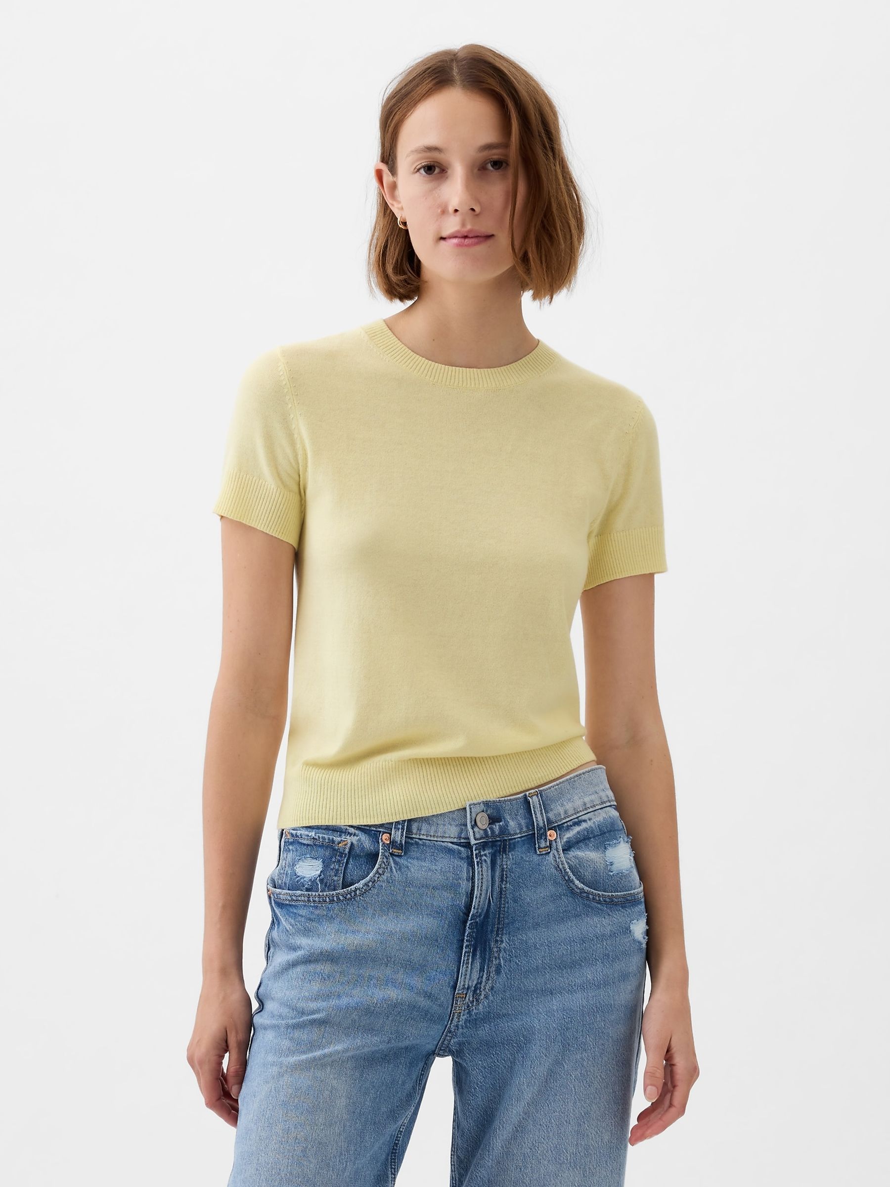 Yellow short sleeve jumper hot sale