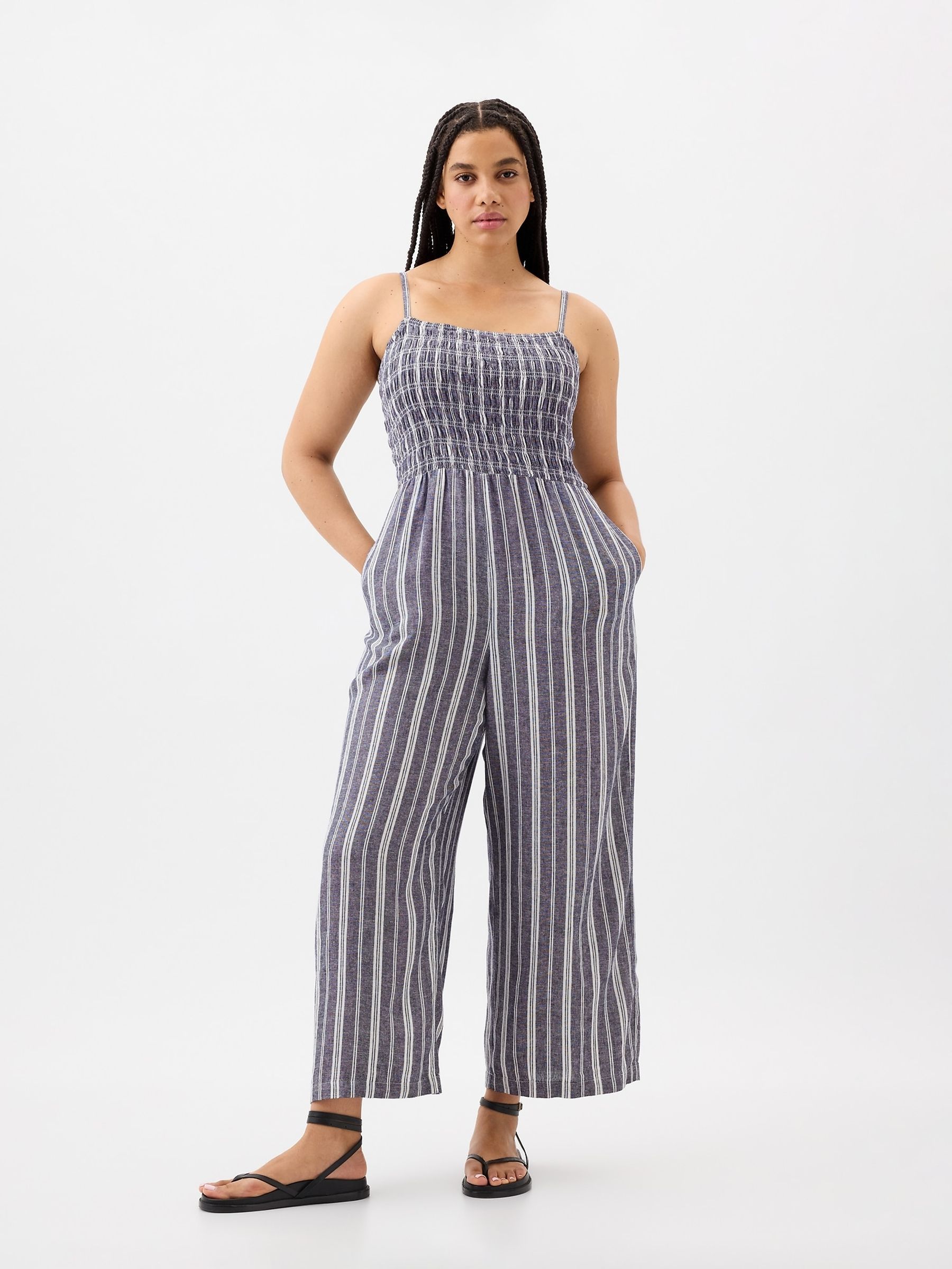 Linen wide leg jumpsuit outlet