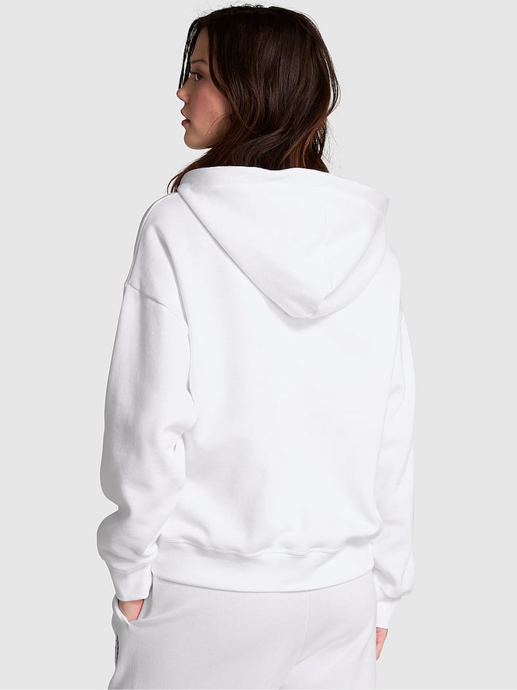 Buy Victoria s Secret Optic White Fleece Zip Up Fleece Hoodie from the Victoria s Secret UK online shop