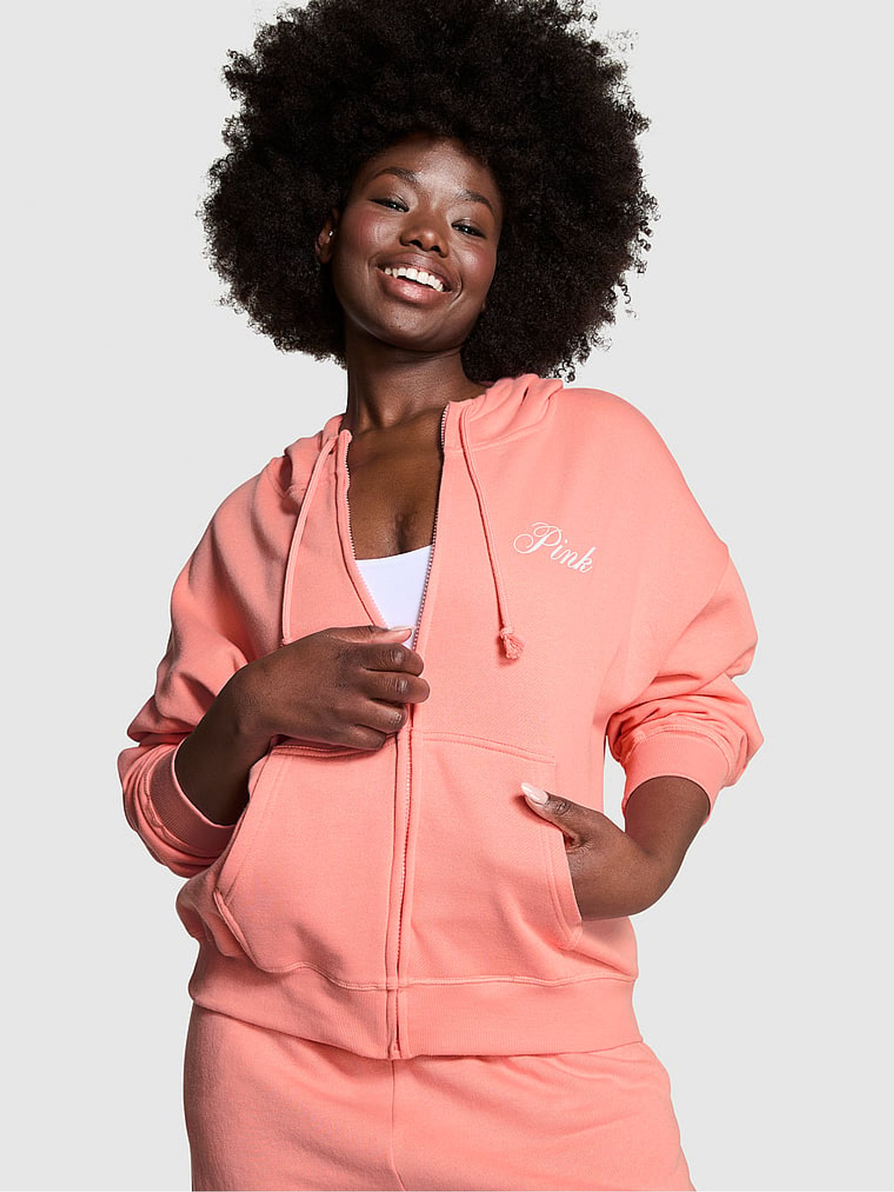 Buy Victoria s Secret Passion Pink Fleece Fleece Full Zip Hoodie from the Victoria s Secret UK online shop