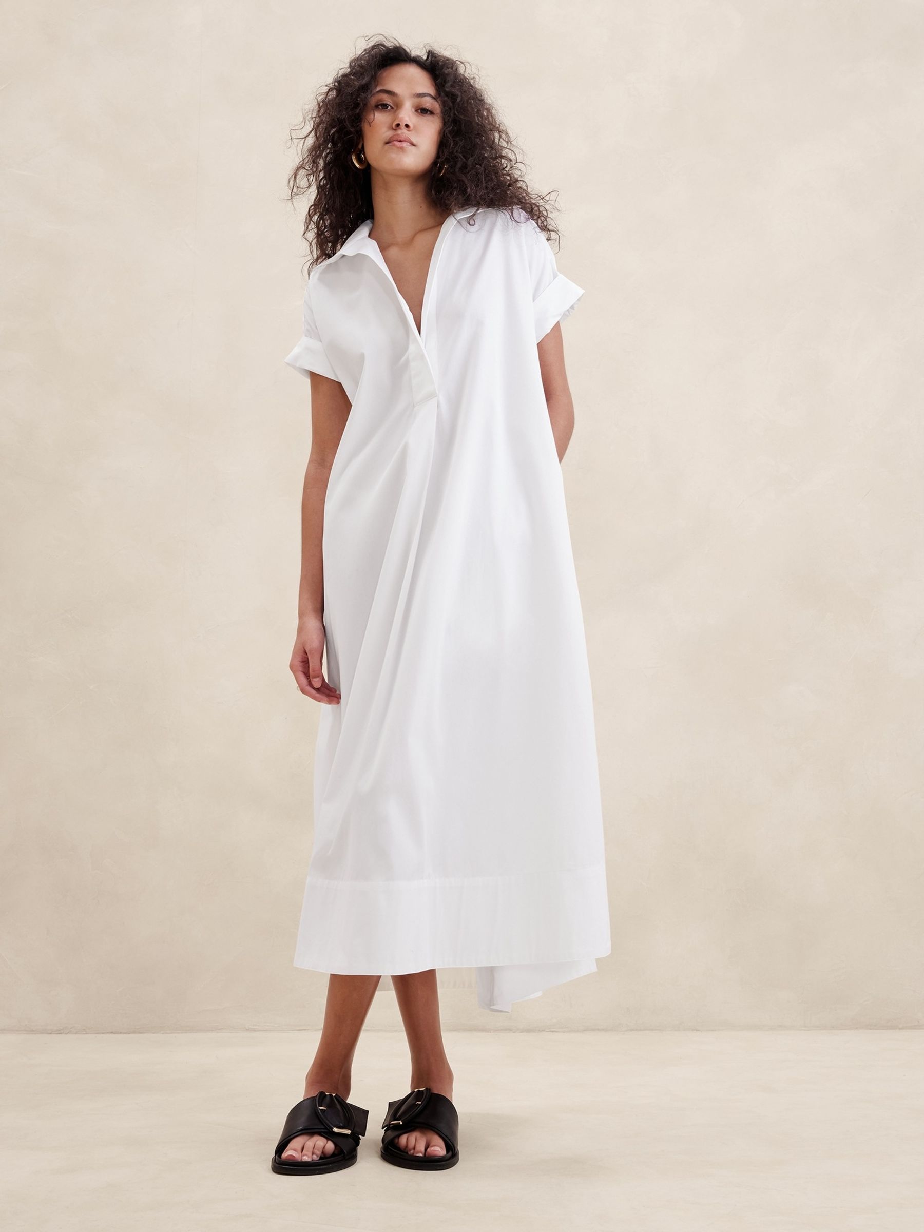 Buy Banana Republic White Cruz Poplin Maxi Dress from the Gap online shop