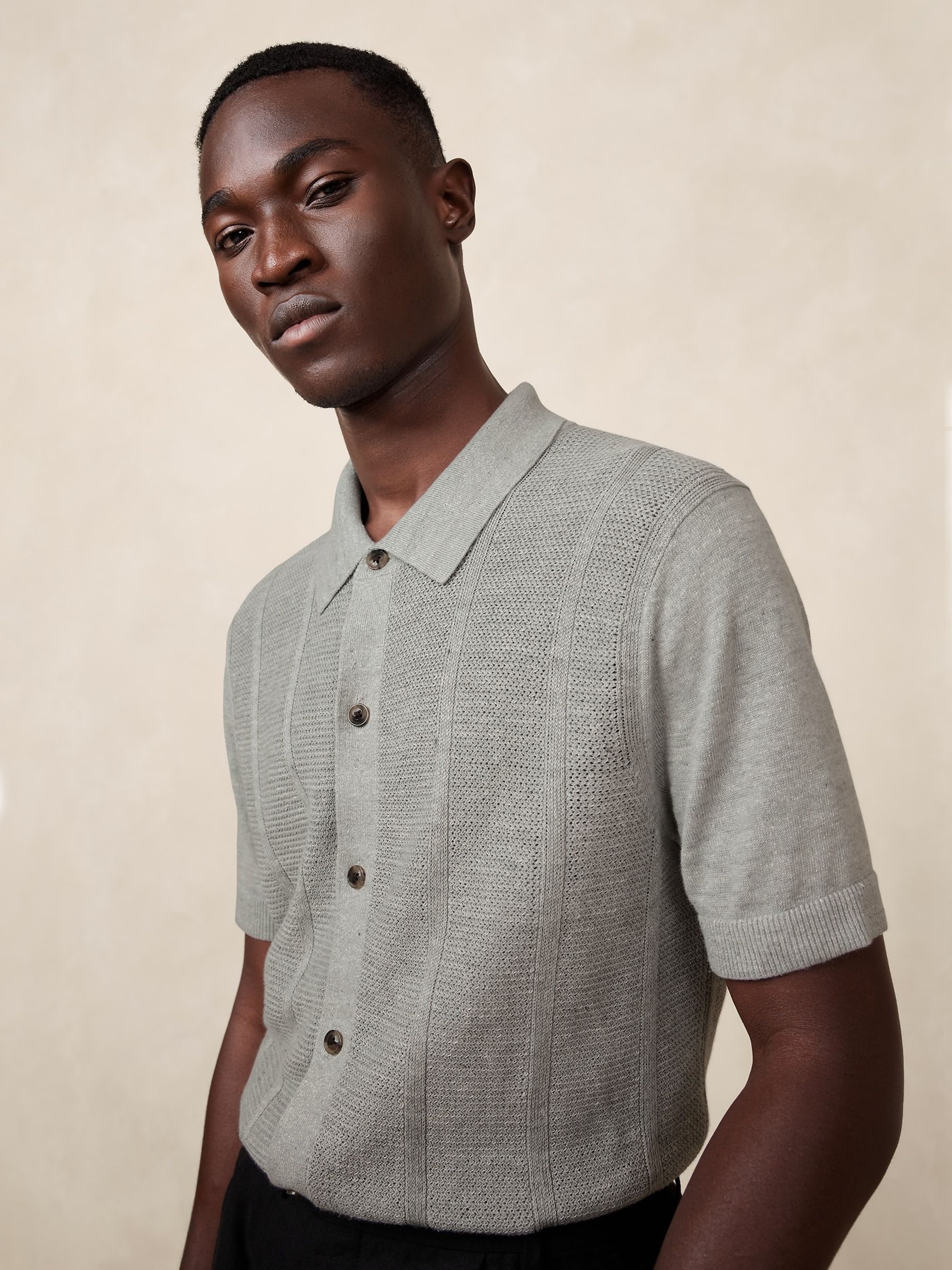 Buy Banana Republic Grey Giorgio Linen Cotton Resort Shirt from the Gap online shop