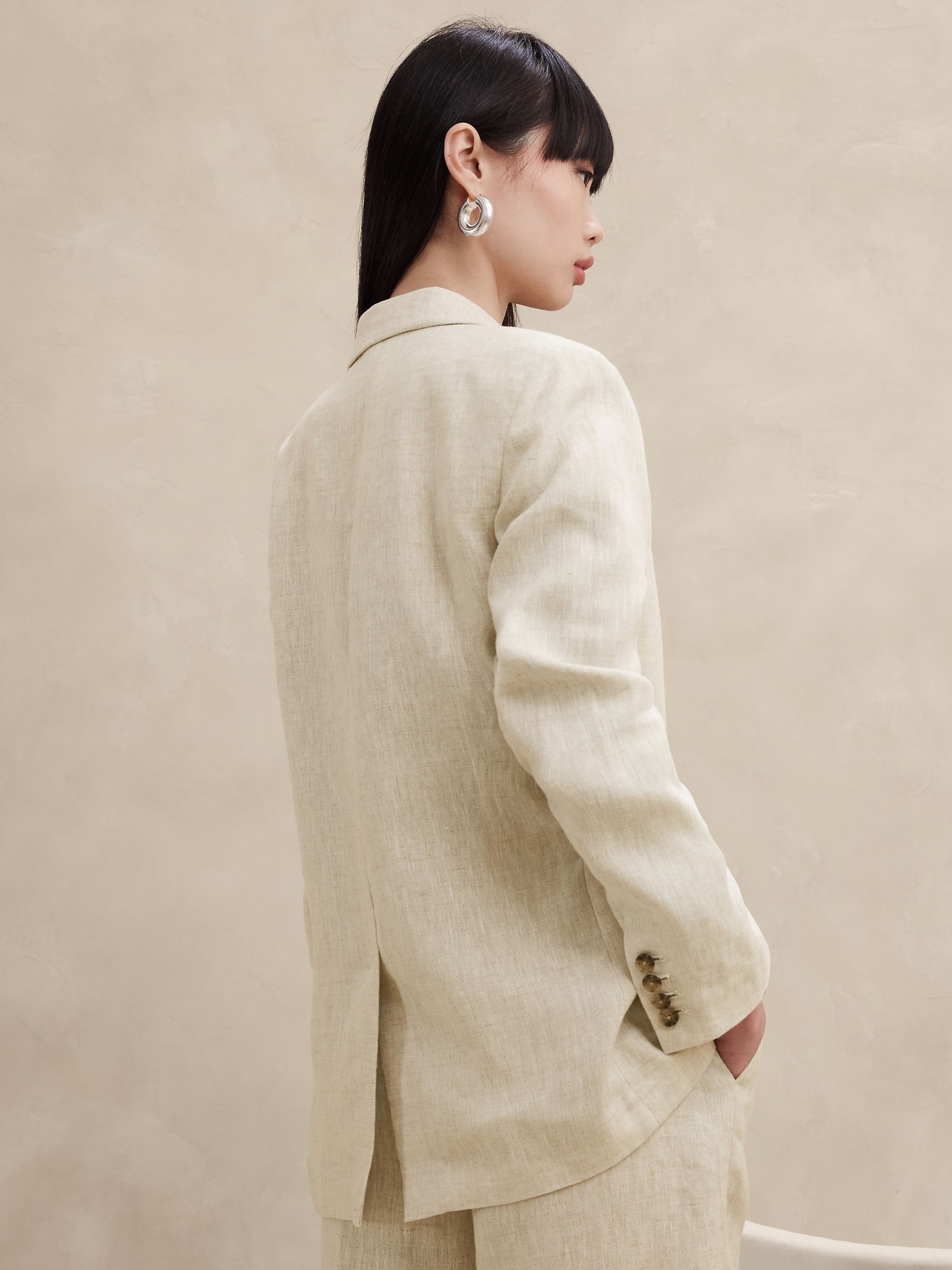 Banana Republic Beige Lina Relaxed Linen Blazer