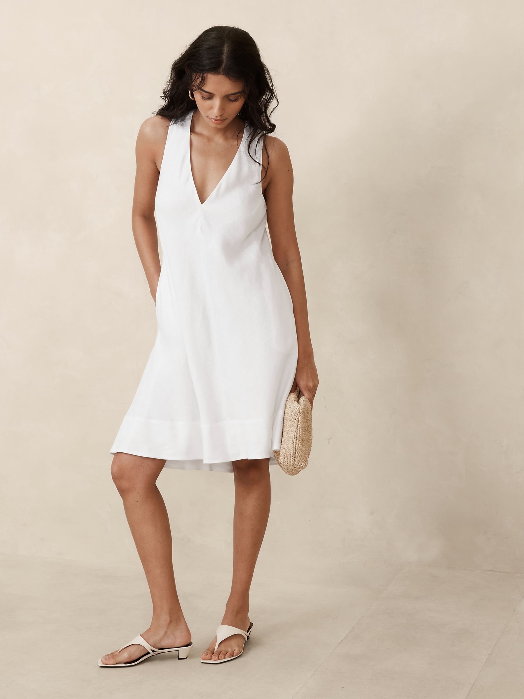 Banana Republic White Ava Linen Mini Dress