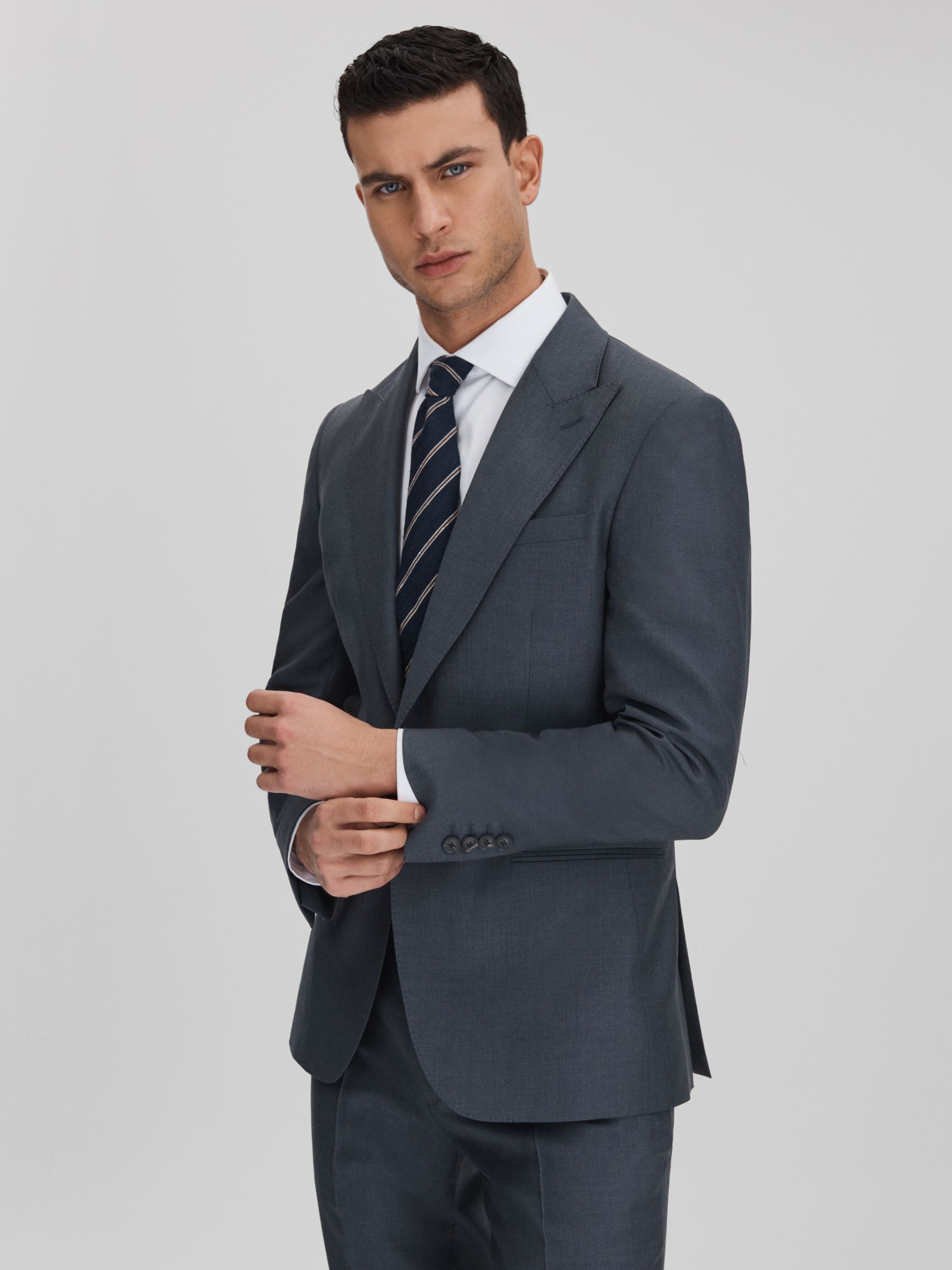Reiss Slim Fit Single Breasted Wool Blazer in Airforce Blue REISS