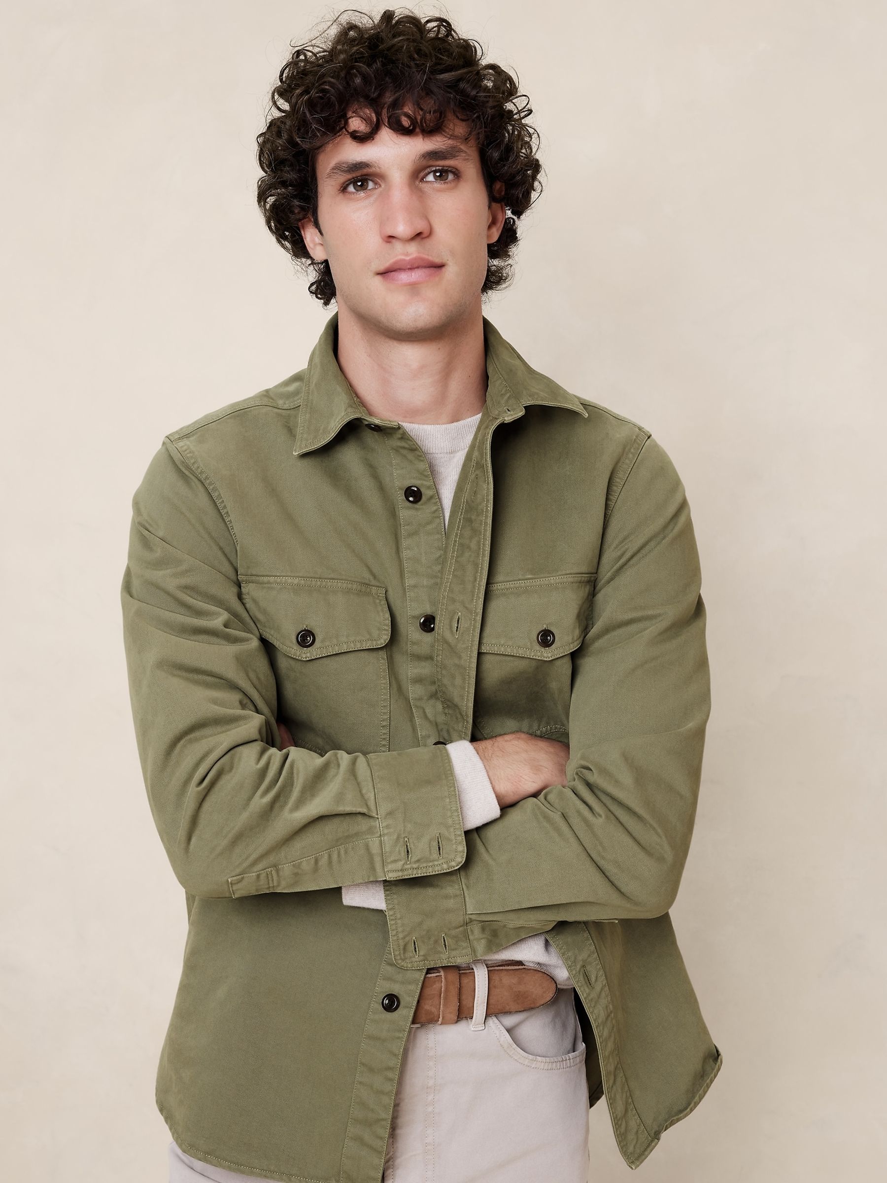 Banana Republic Khaki Green Malo Twill Shirt Jacket