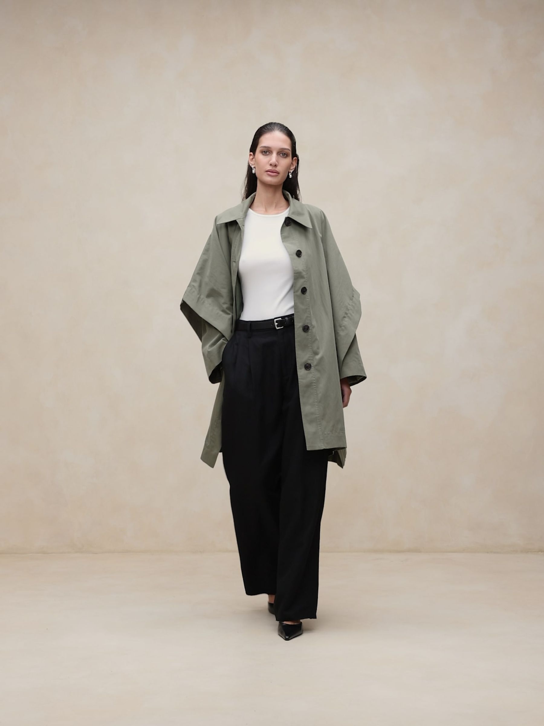 Banana Republic Khaki Green Cambria Cape Coat