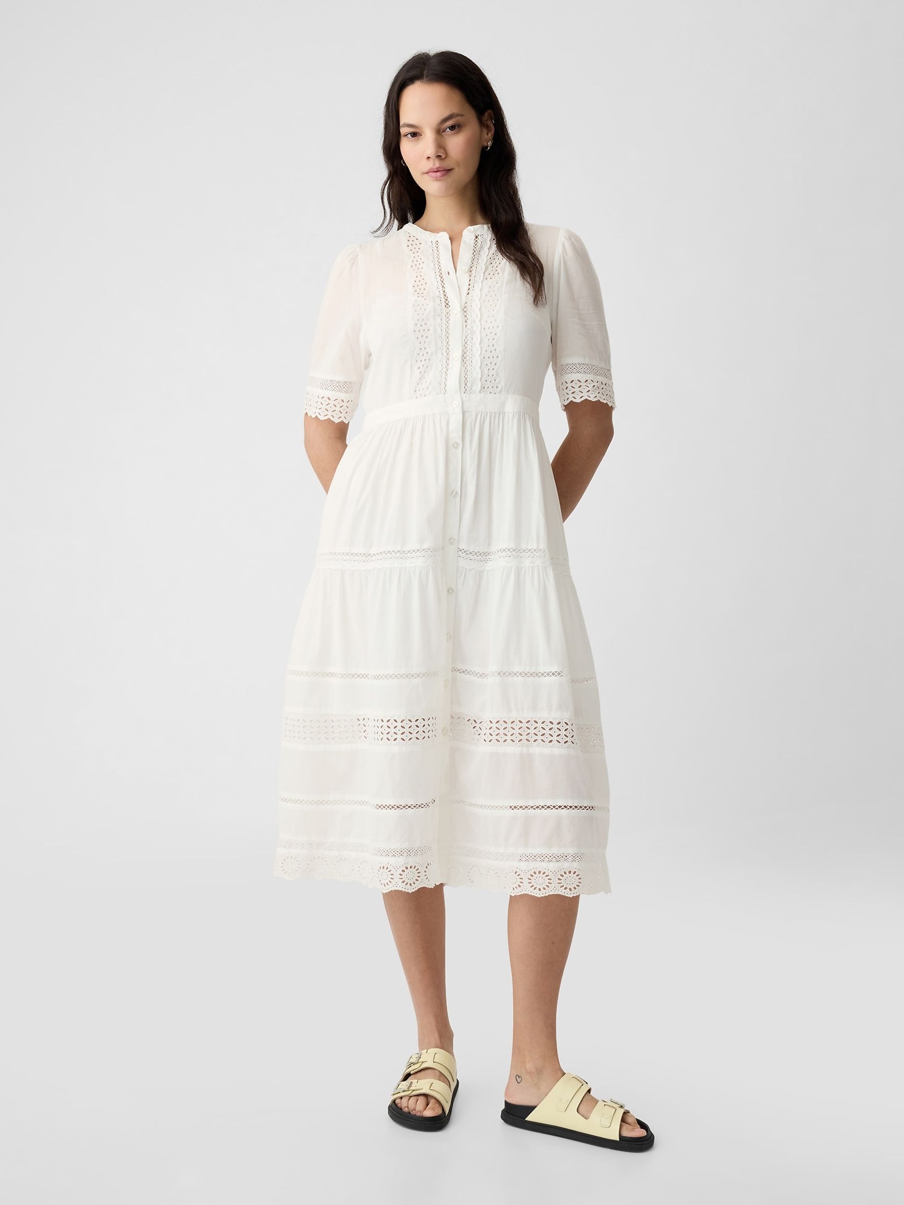 White cotton lace dress cheap
