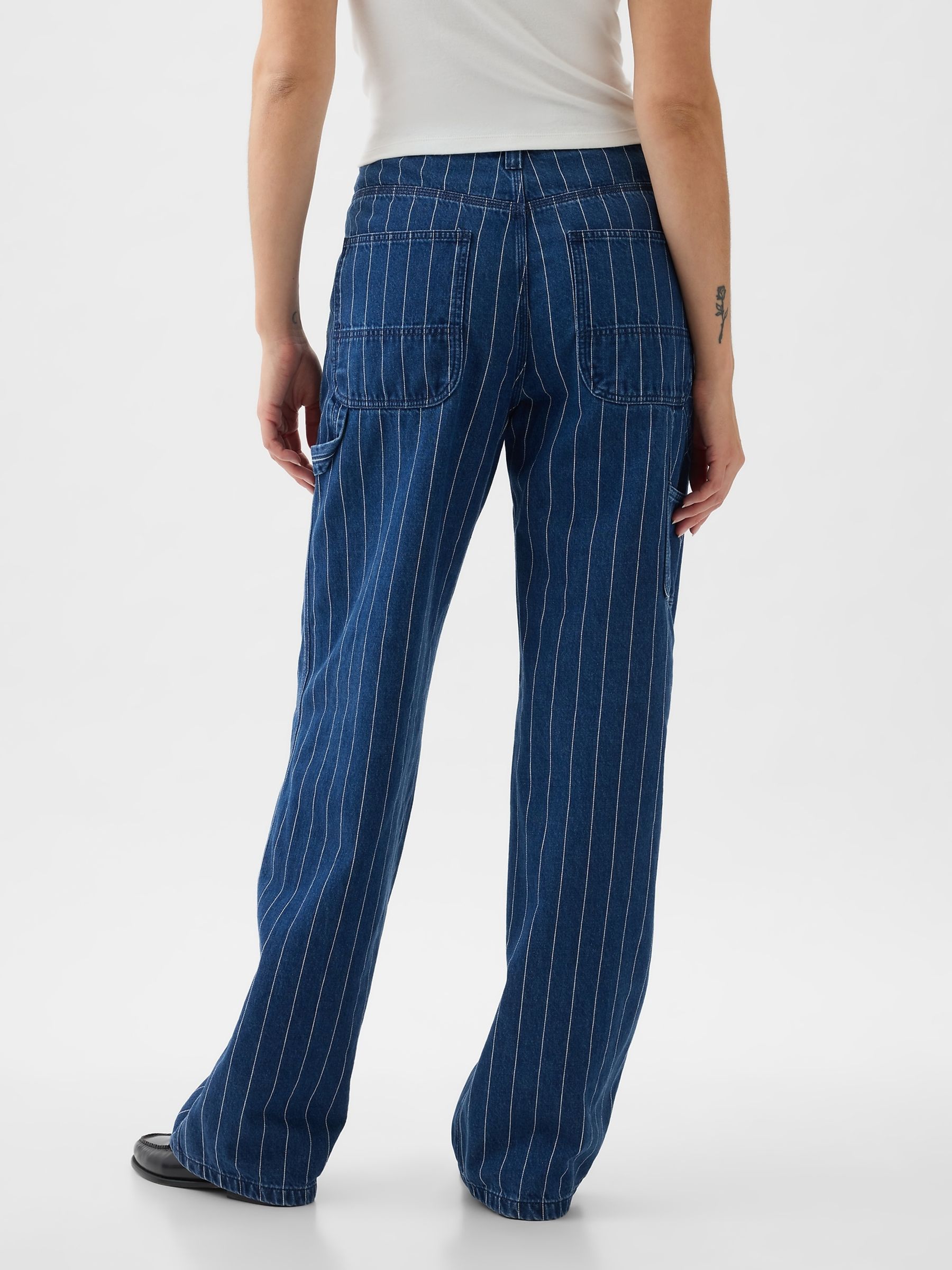 Pinstripe blue jeans cheap