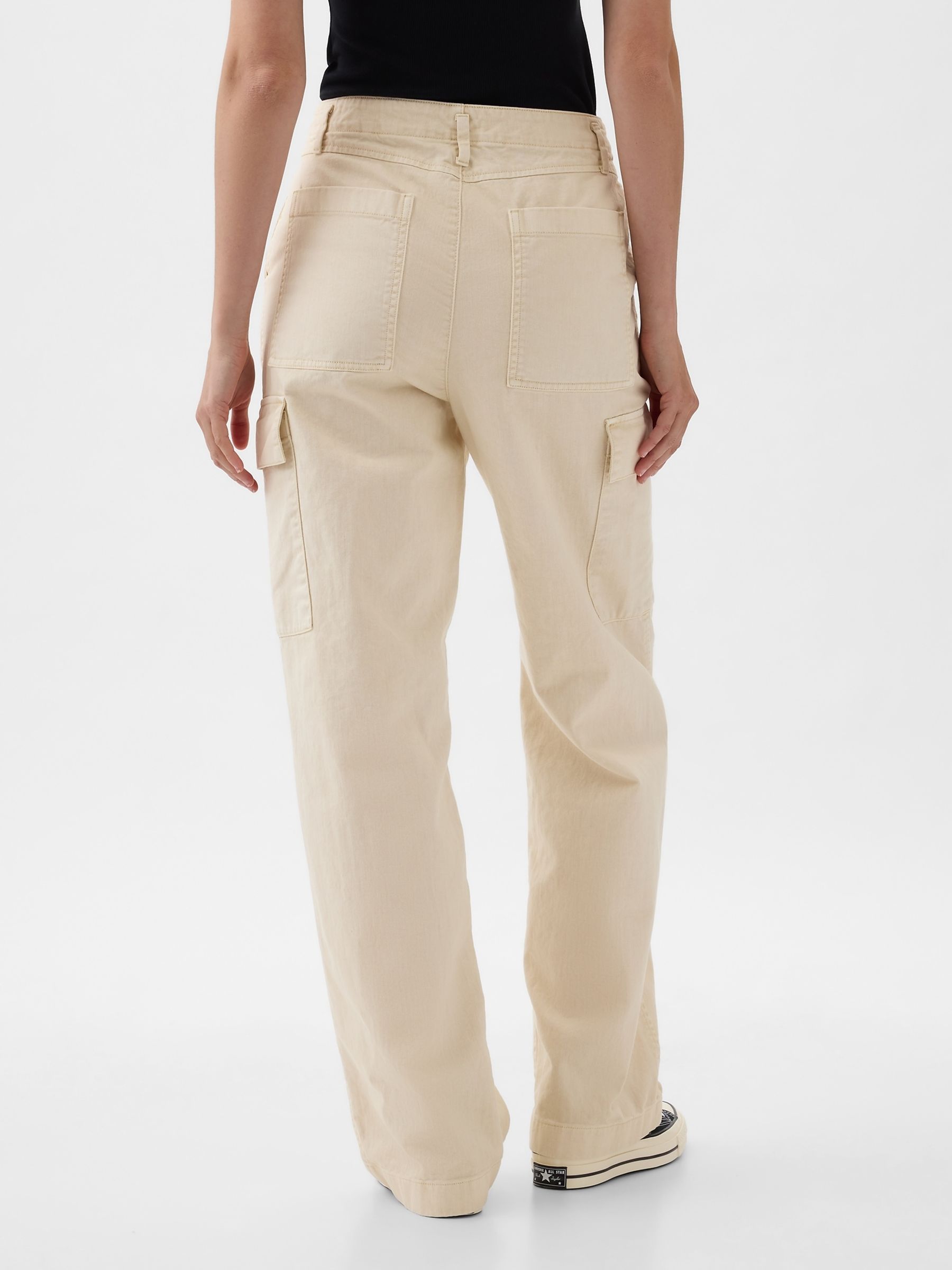 Buy Cream Loose Cotton Chino Cargo Trousers from the Gap online shop