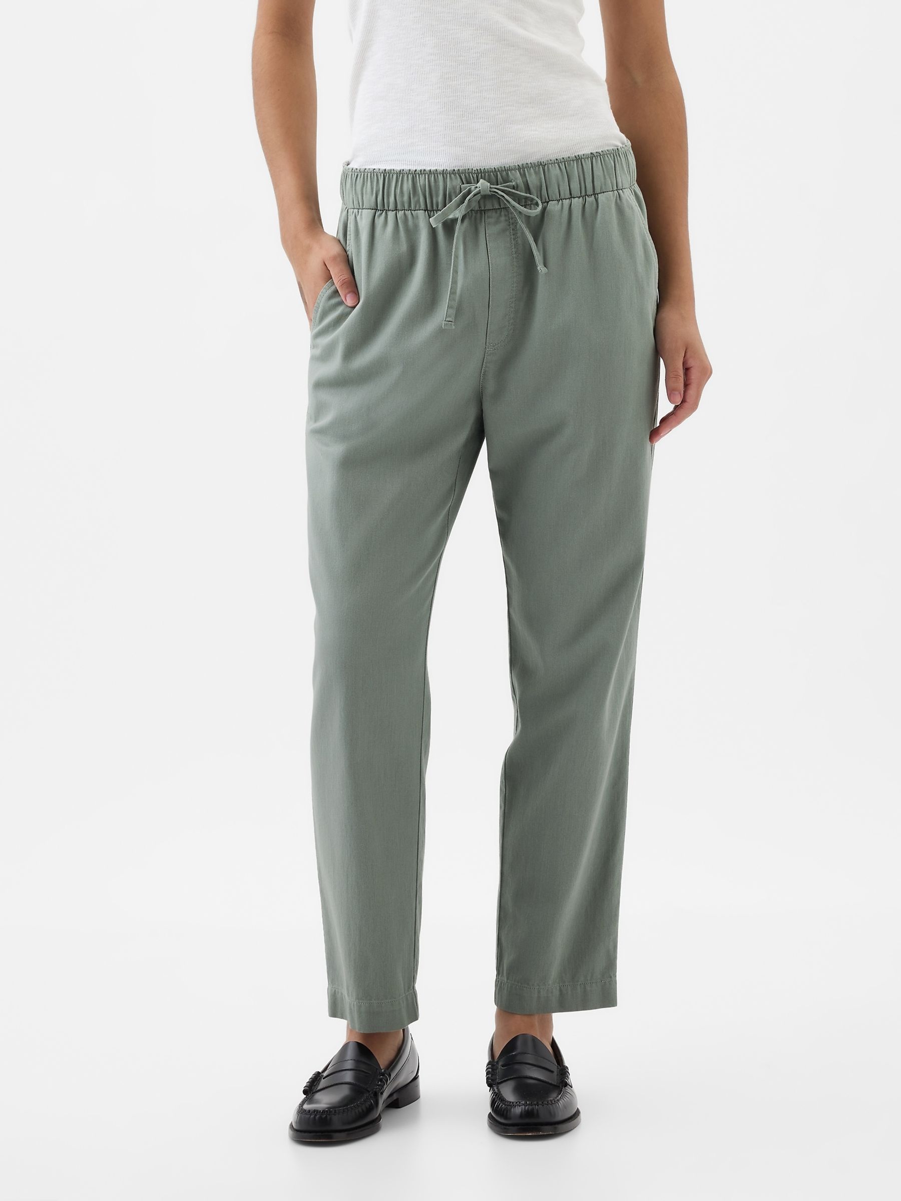 Green Mid Rise Easy Twill Trousers