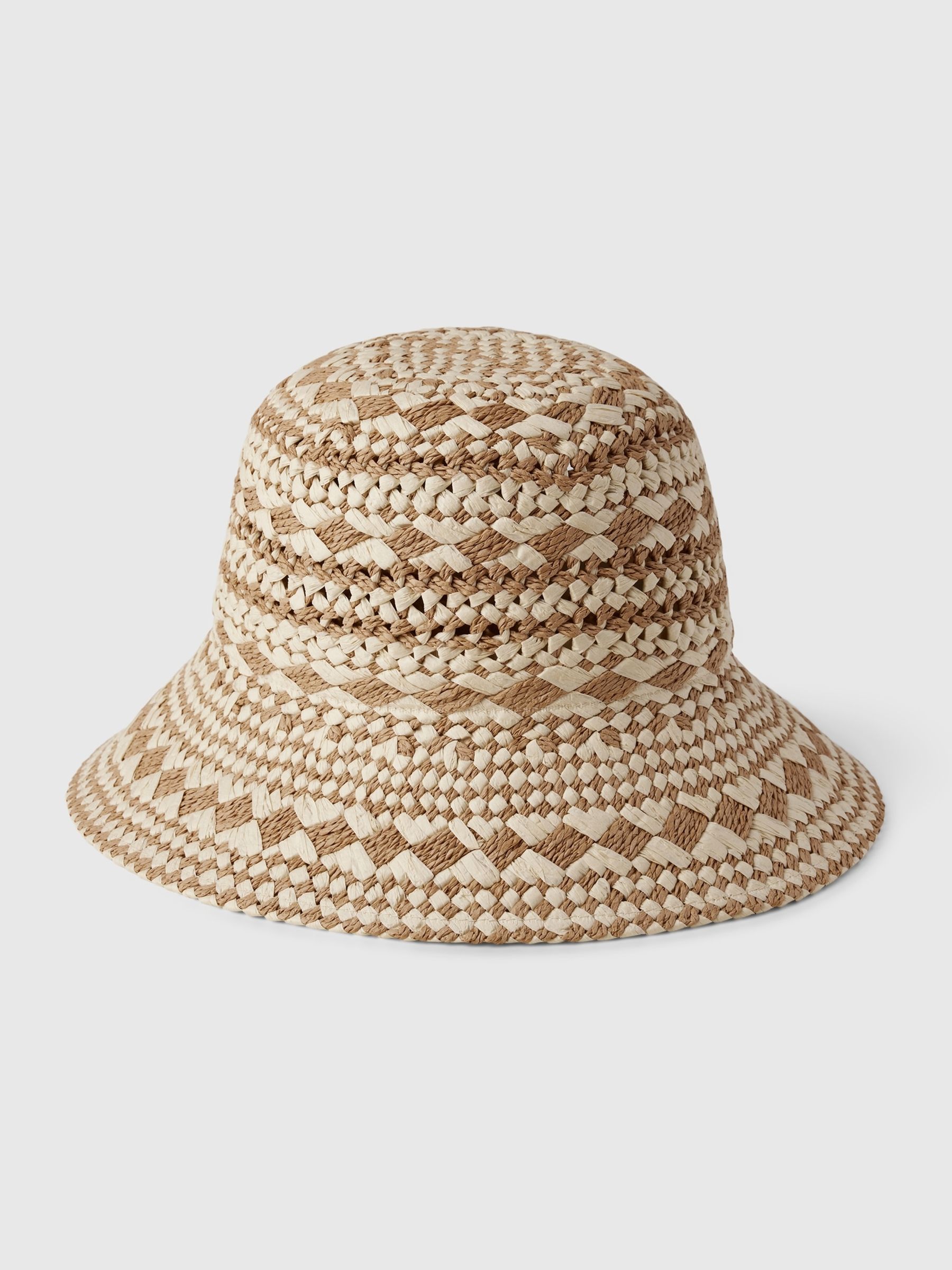 Brown Adults Straw Bucket Hat