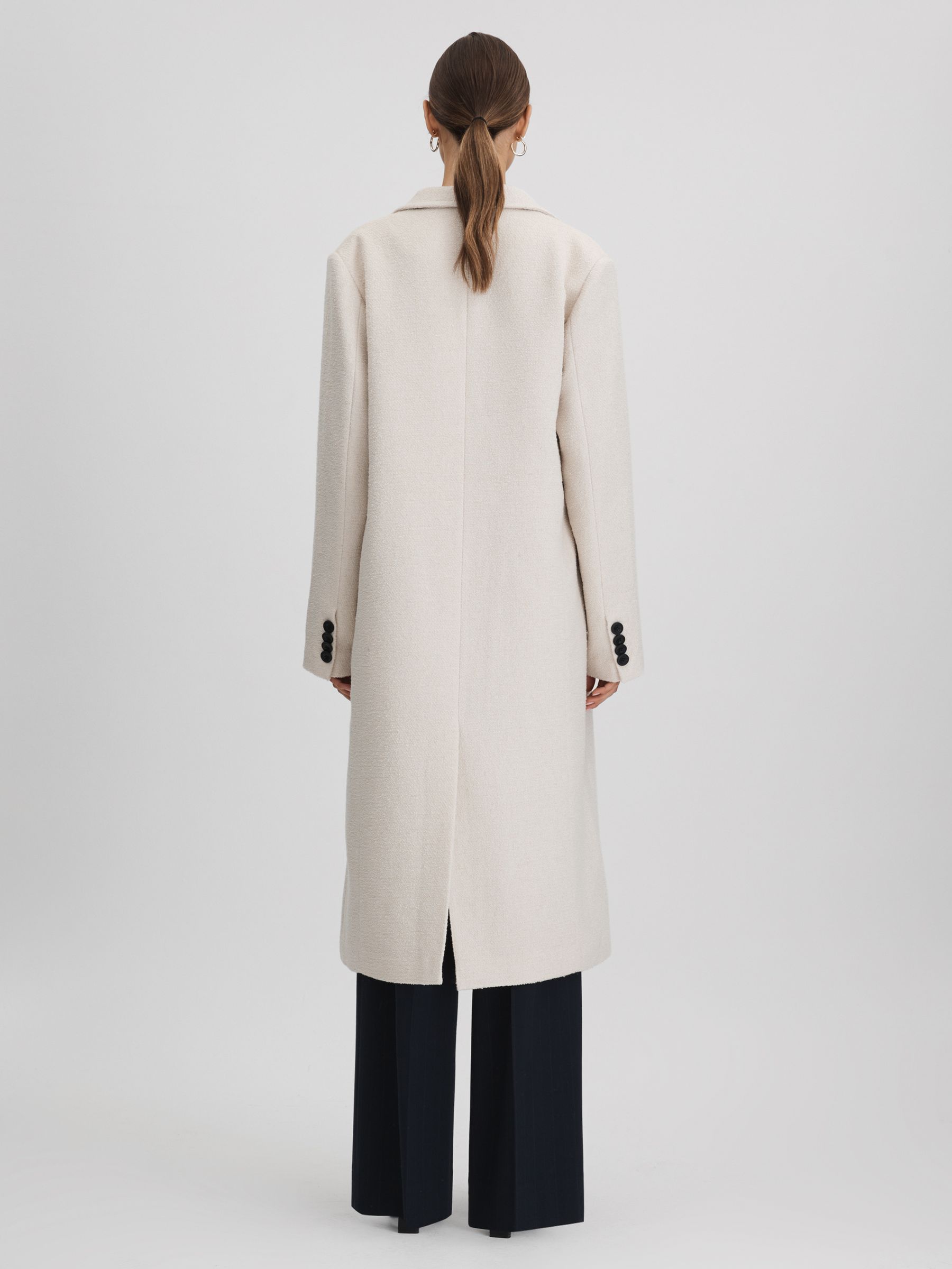 Double breasted wool blend bouclé coat best sale