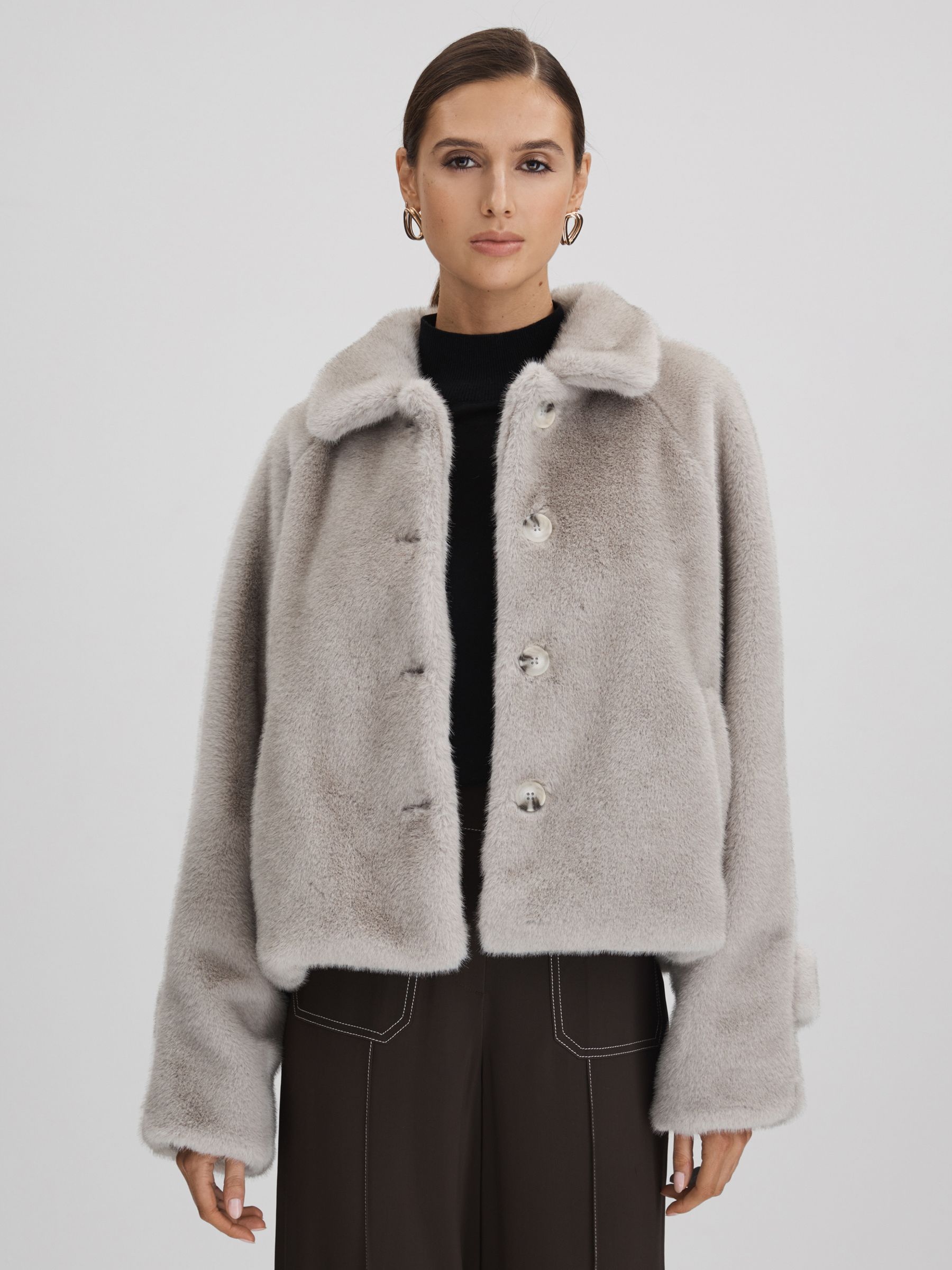 Reiss faux fur jacket store