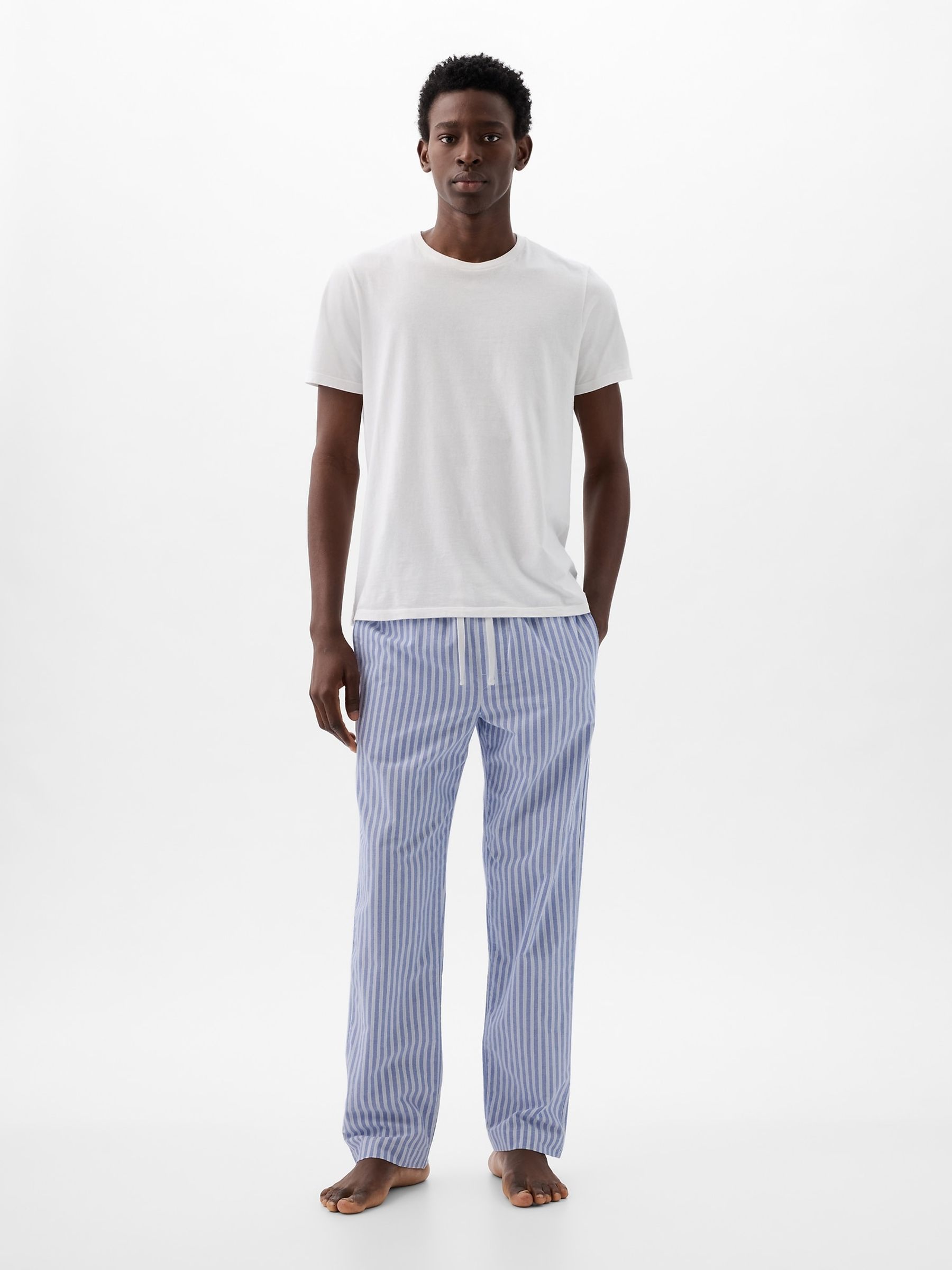 Buy Light Blue Stripe Soft Cotton Woven Pyjama Bottoms from the Gap online shop