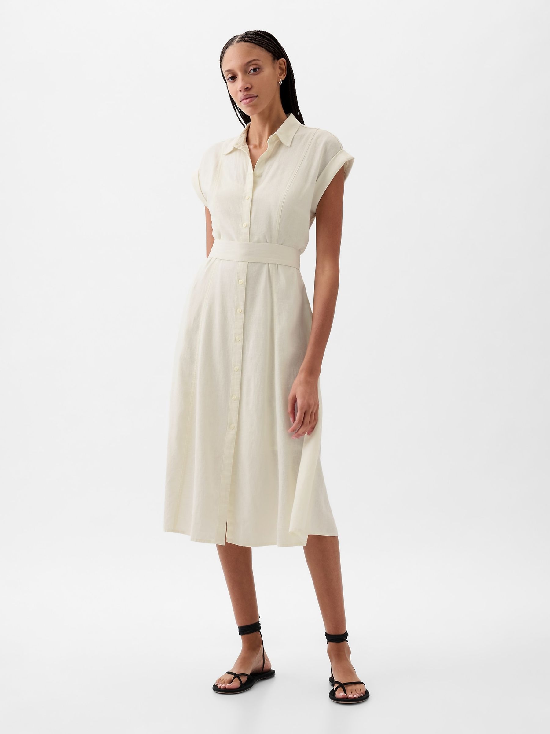 White shirt dress tie waist on sale
