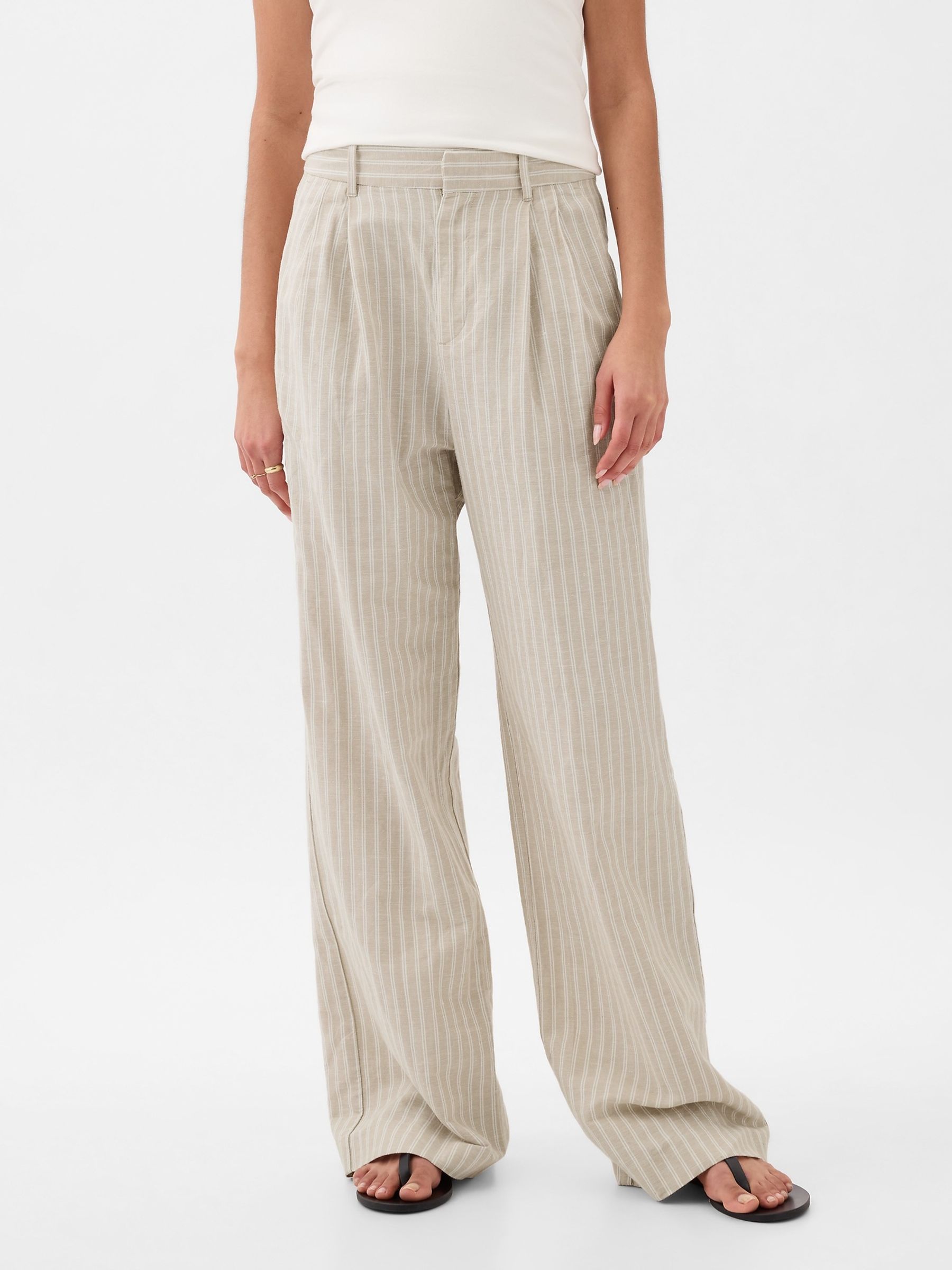 Tan striped pants store