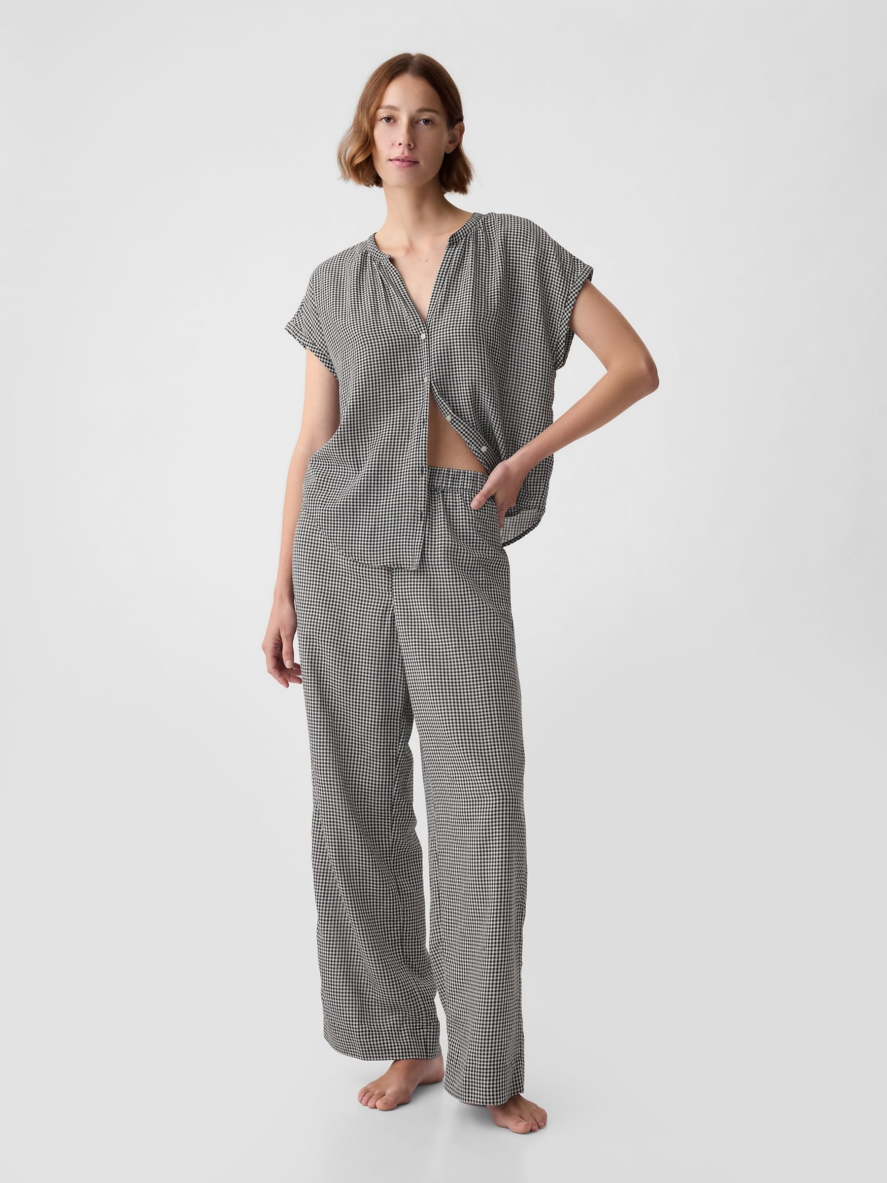 Gap gingham pants discount