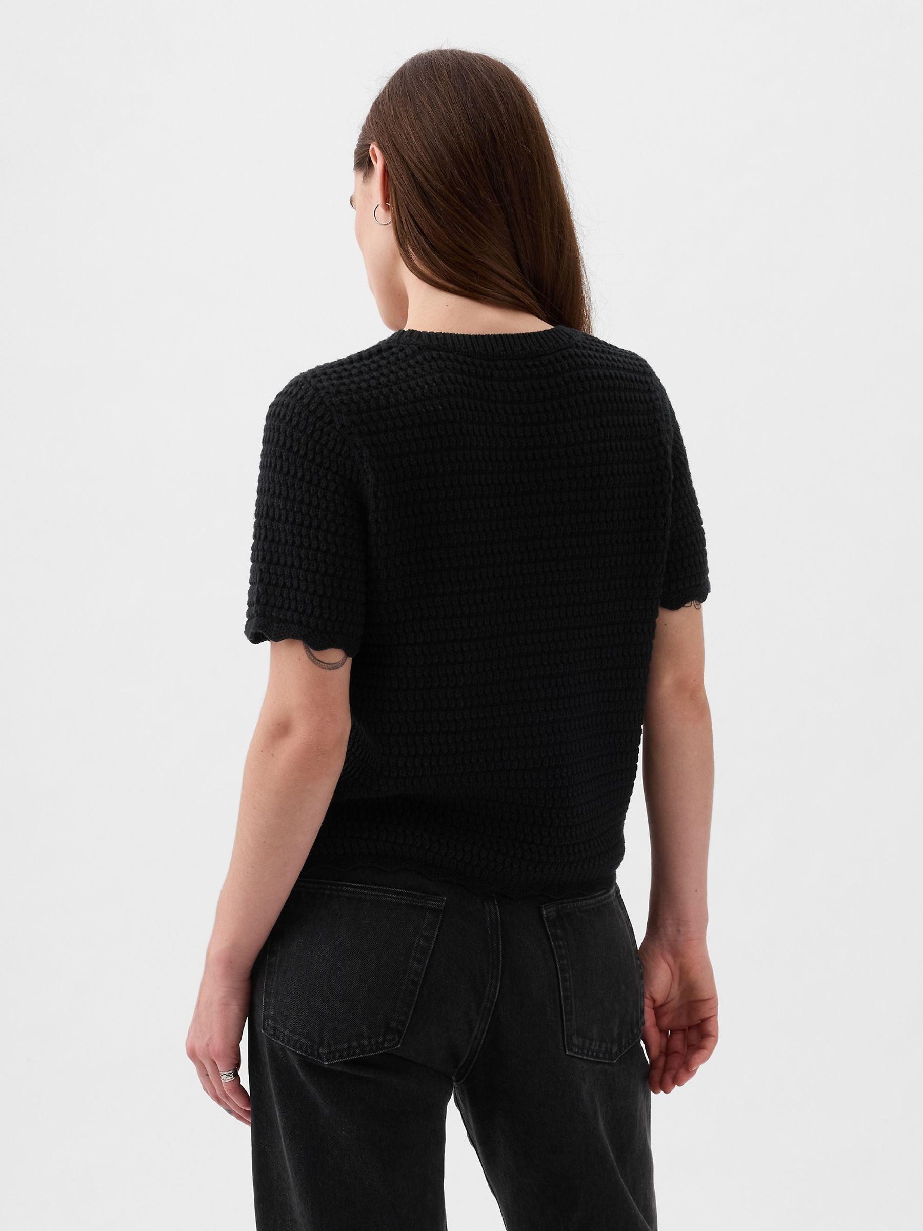 Black crochet jumper best sale