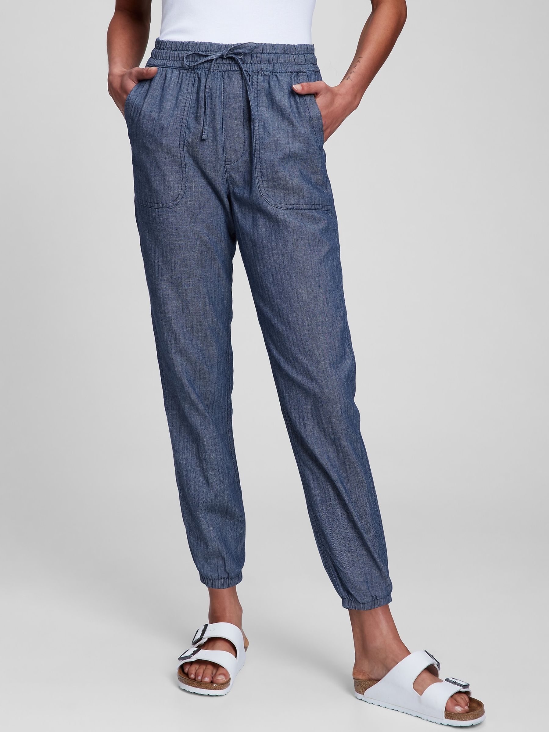 Buy Blue Loose Ribbed Joggers from the Gap online shop