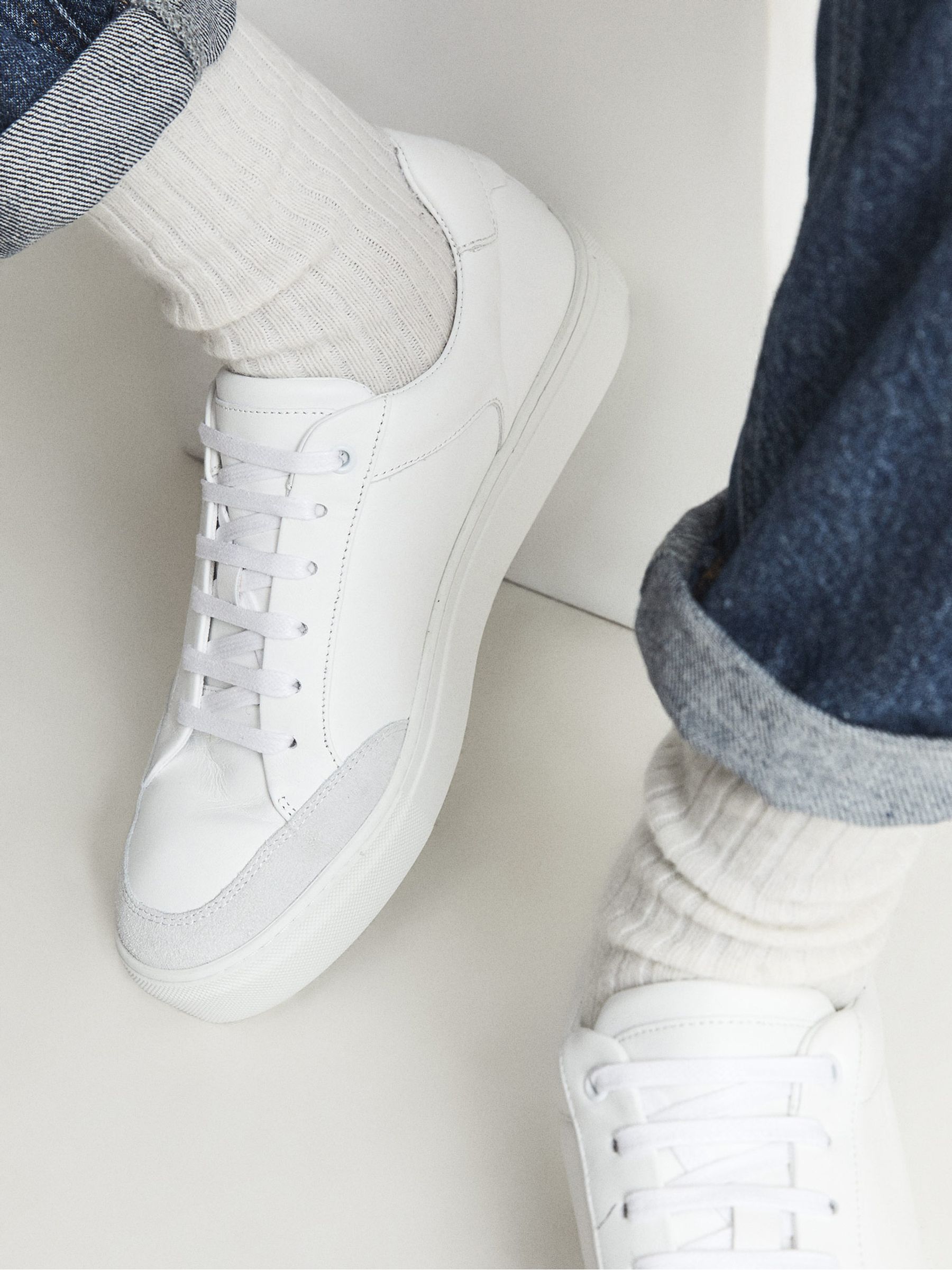 White leather trainers on sale