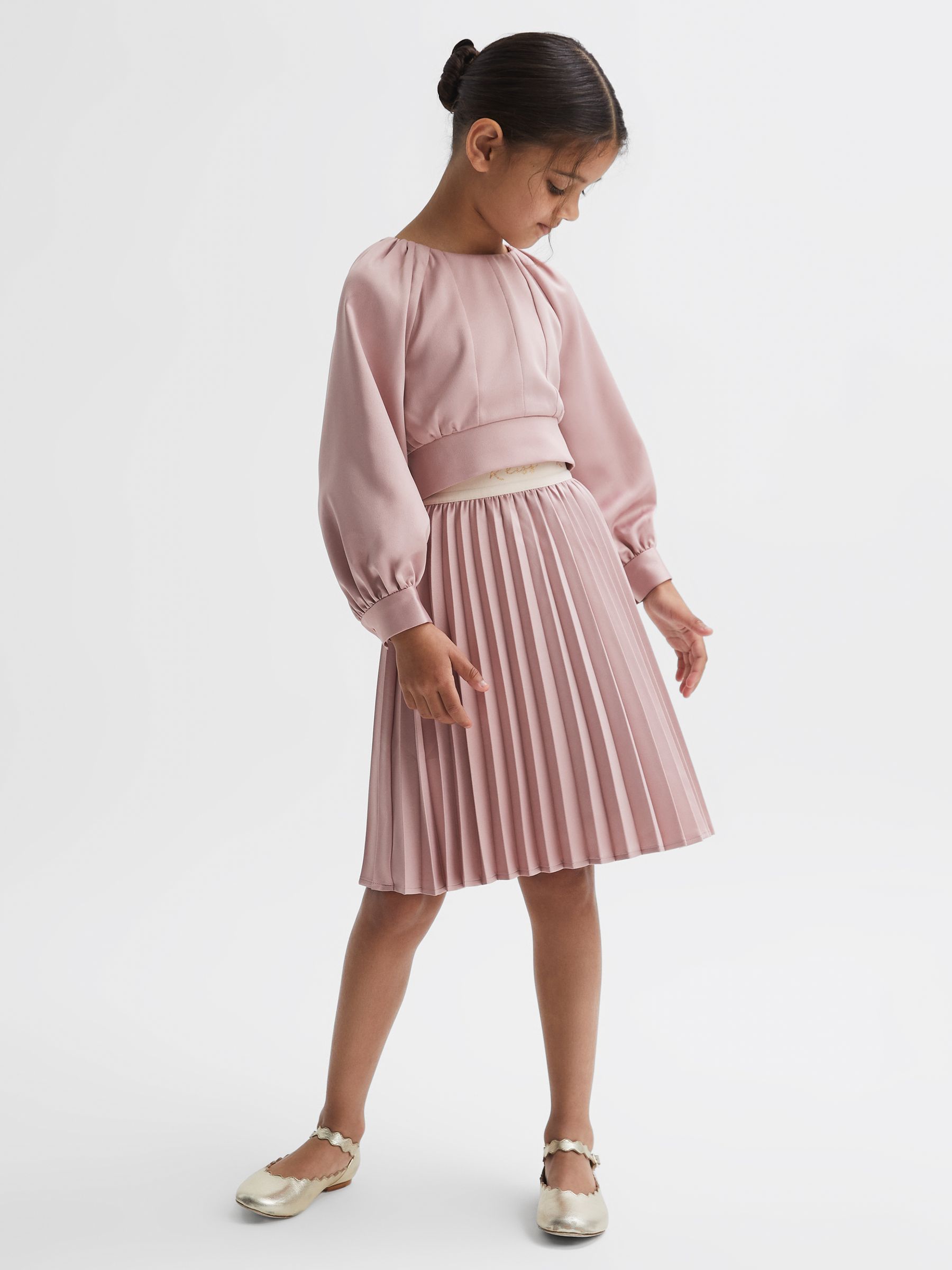 Reiss 4 9 yrs Pleated Elasticated Skirt in Pink REISS