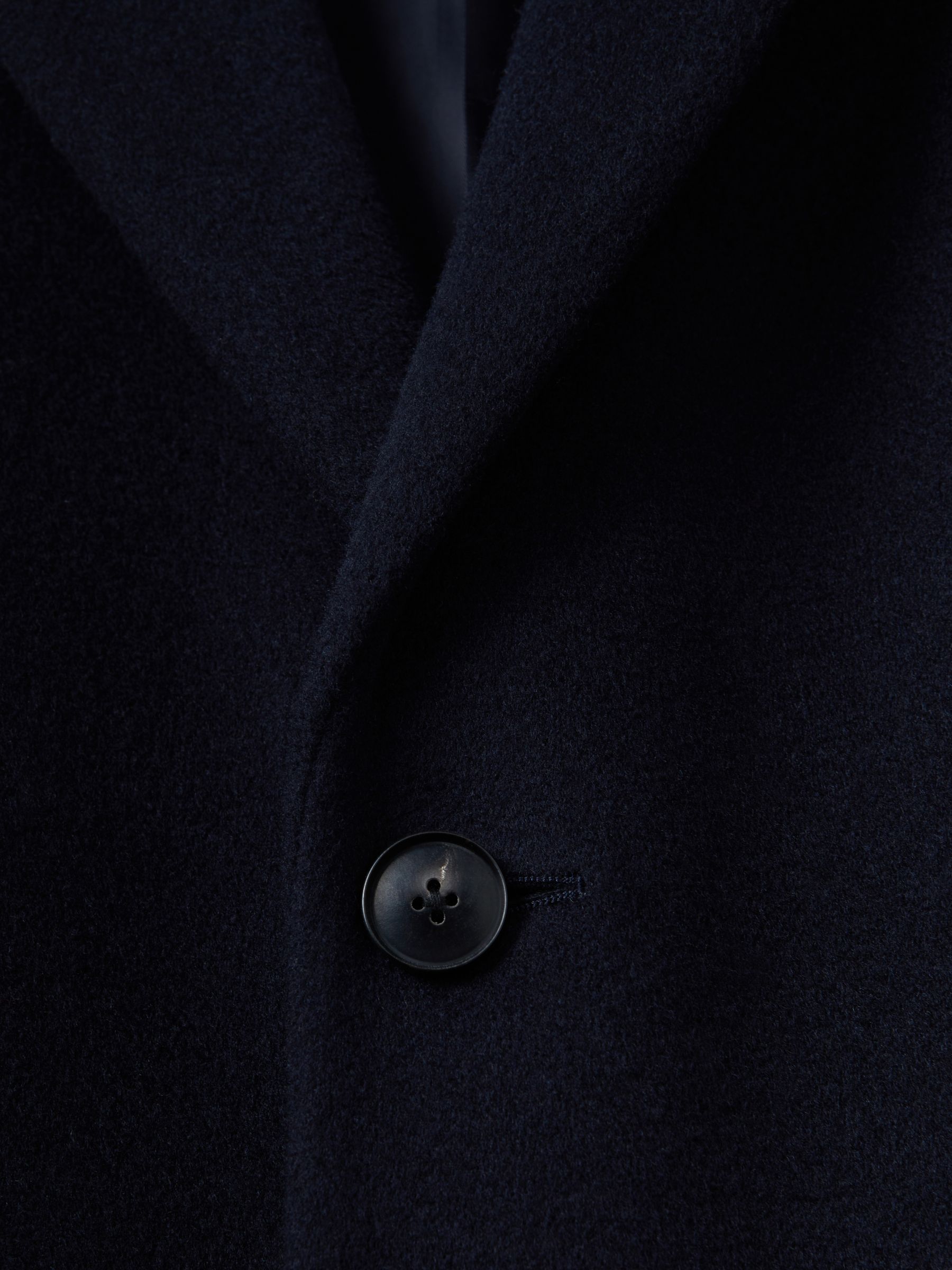 Reiss Wool Blend Single Breasted Epsom Overcoat in Navy REISS