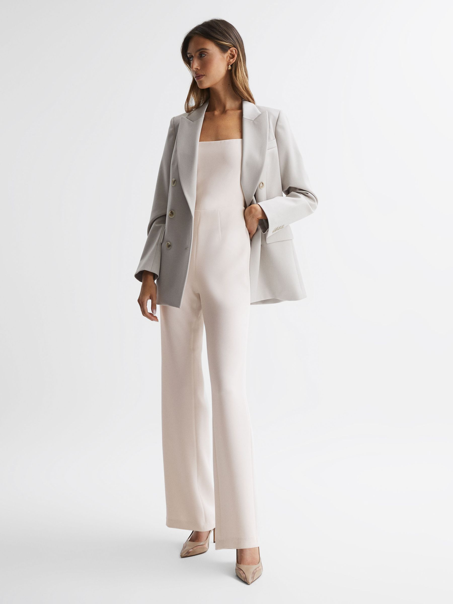 Classic Reiss Jumpsuit UK 6 White and gray office formal JB006 main image 1