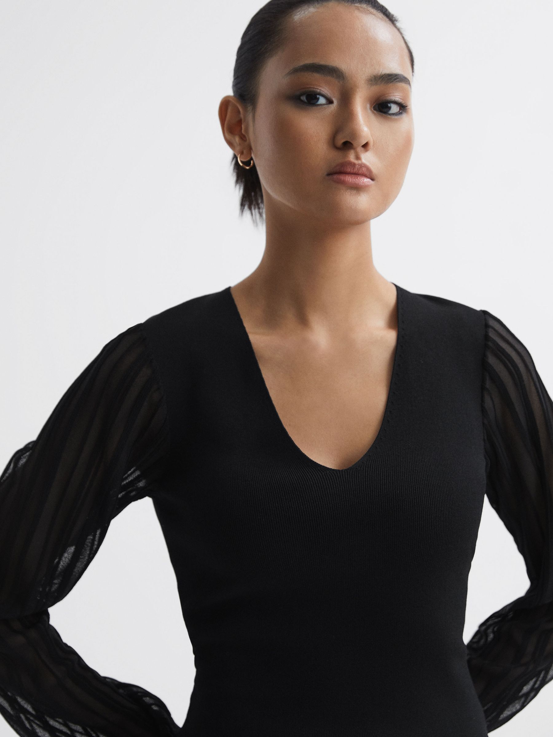 Sheer v neck top hot sale