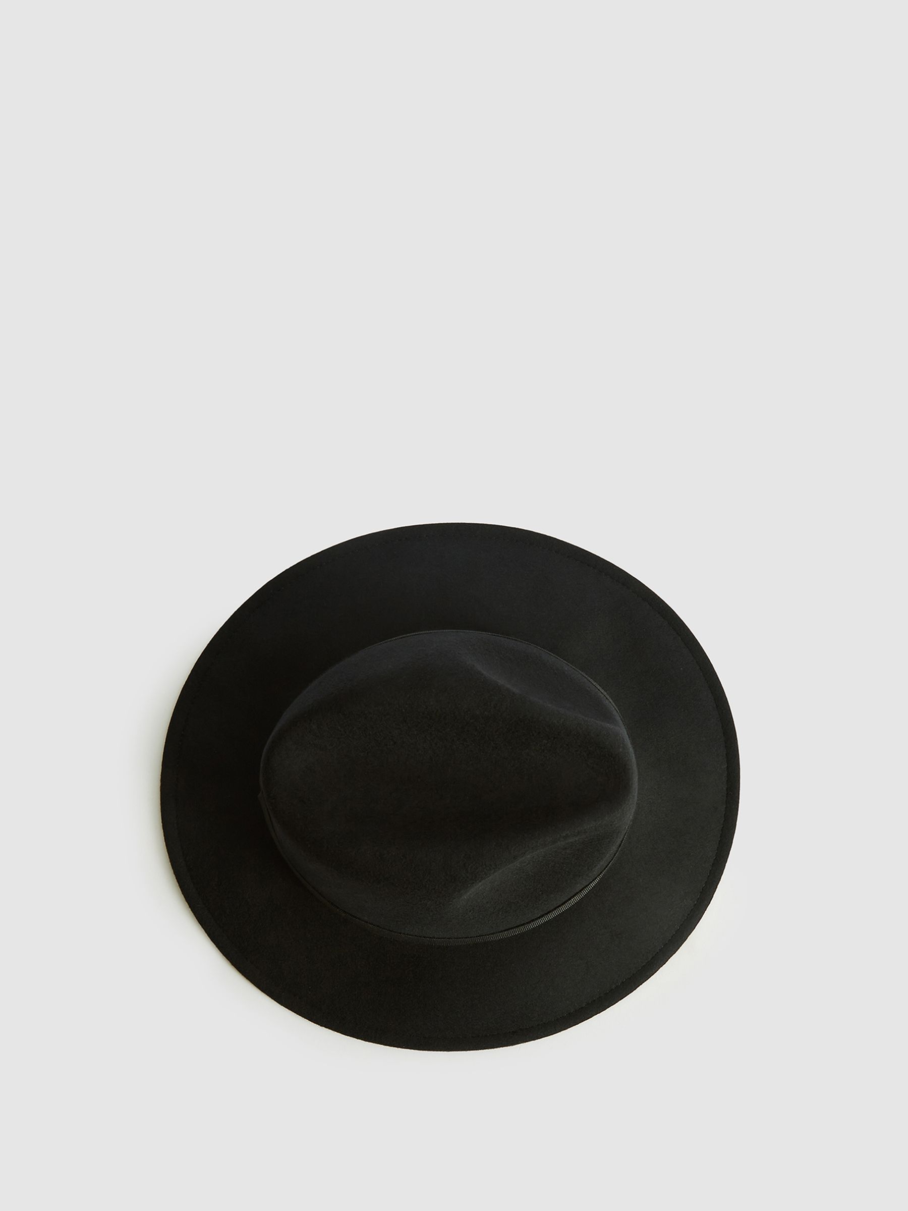 Reiss Wool Fedora Hat in Black | REISS