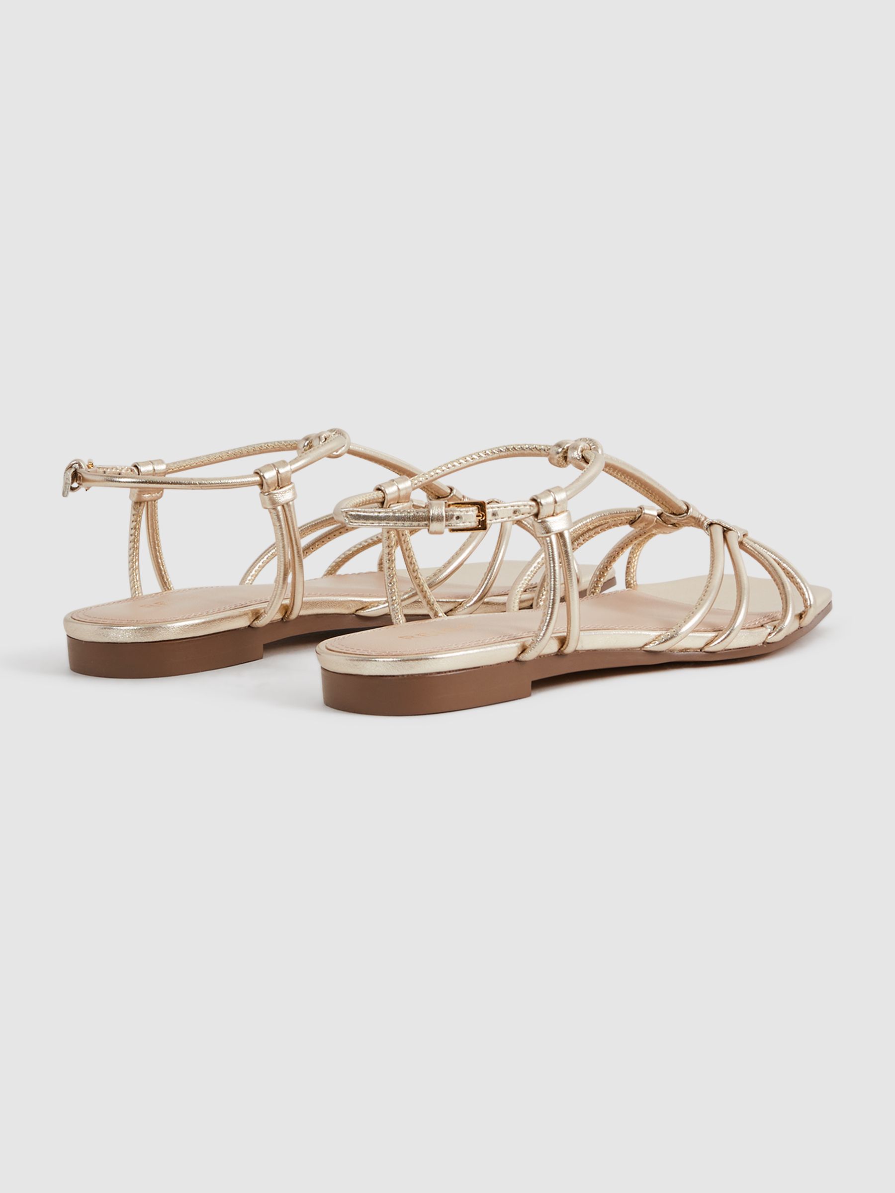 Metallic Knot Detail Sandals in Gold