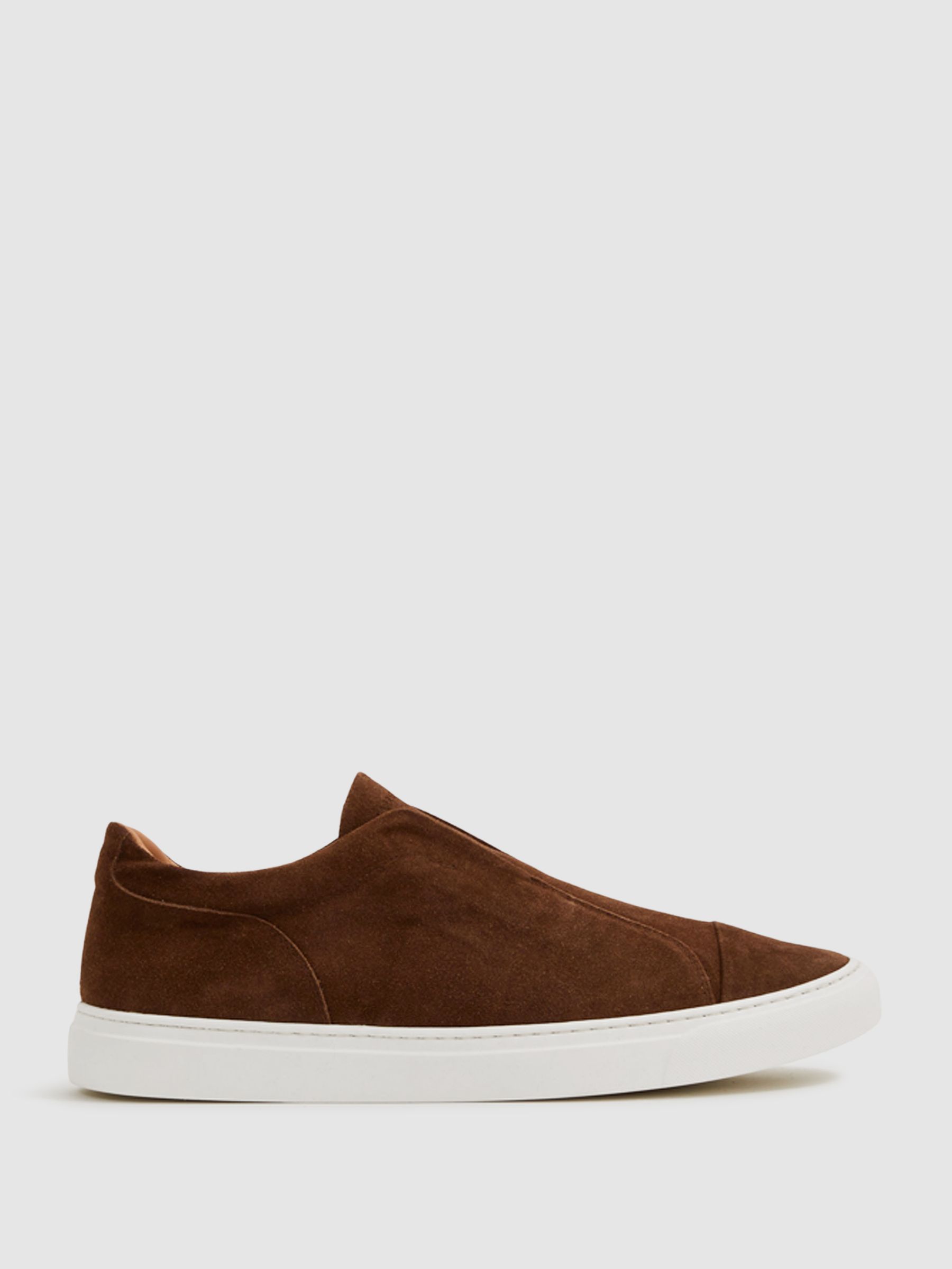 Harrys London Suede Slip On Trainers in Dark Bark Brown