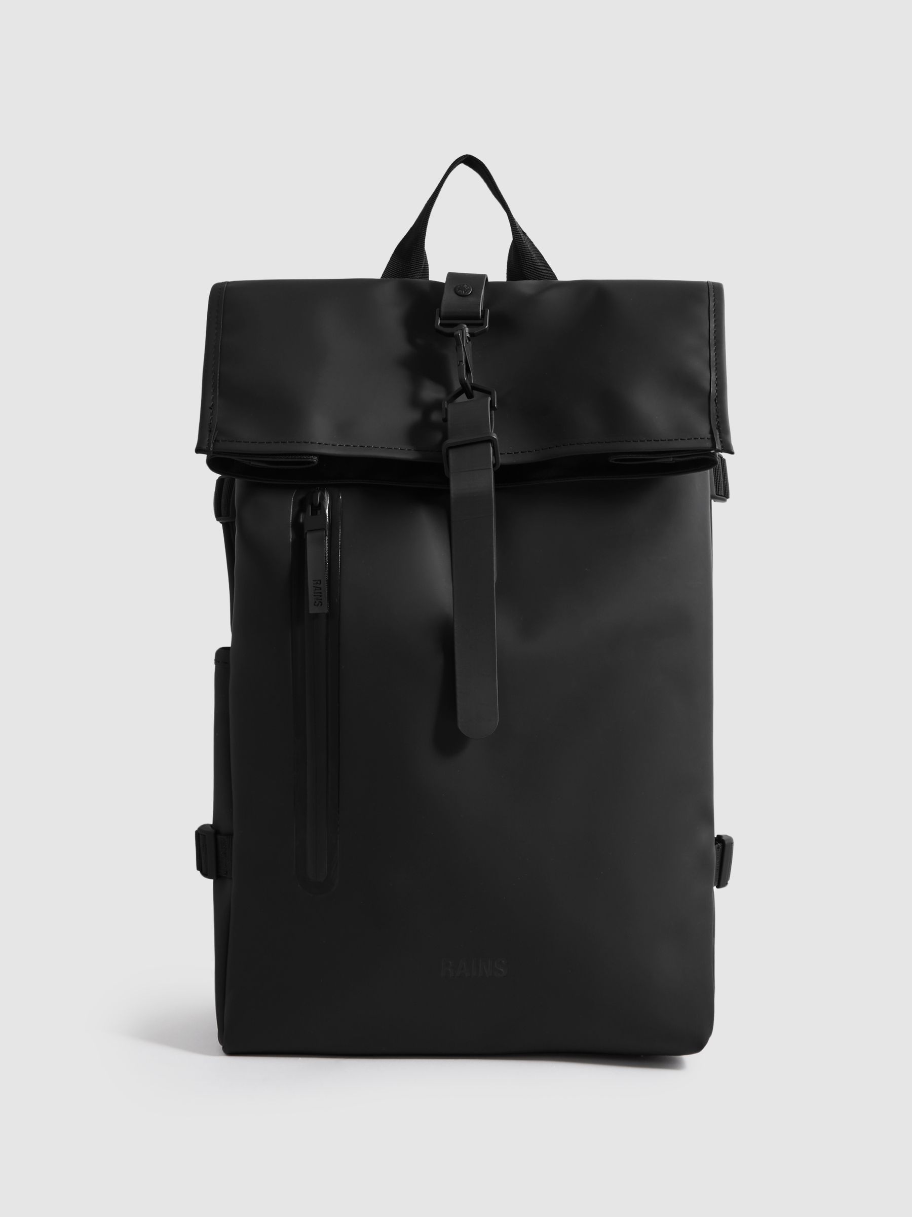 Reiss Rains Roll Top Rucksack in Black REISS