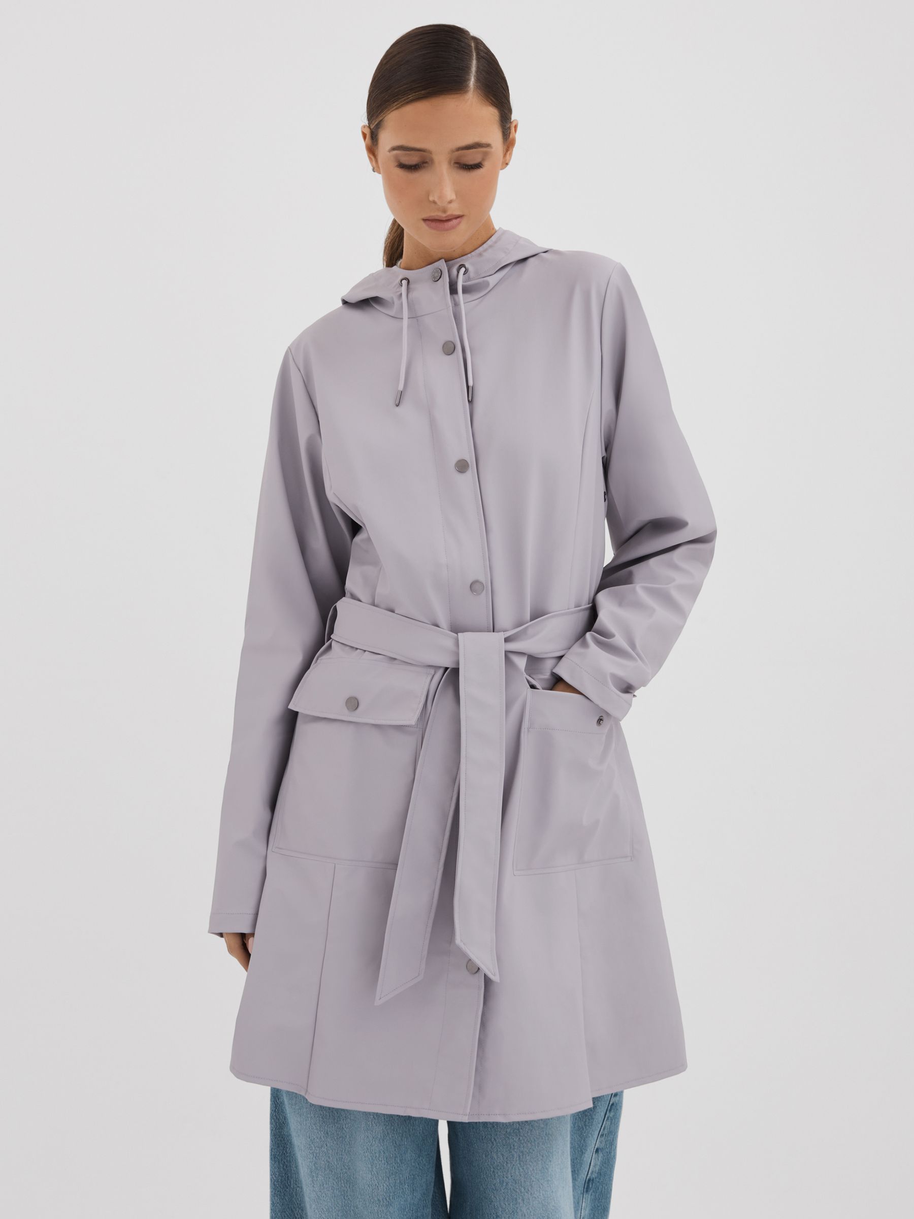 Reiss Rains Flint Grey Rains Flint Grey Belted Raincoat REISS