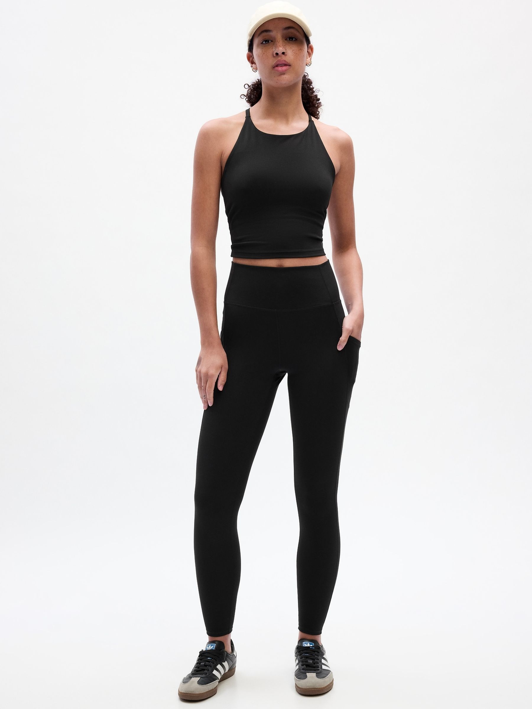 Buy Black Full Length High Waisted Studio Leggings from the Gap online shop