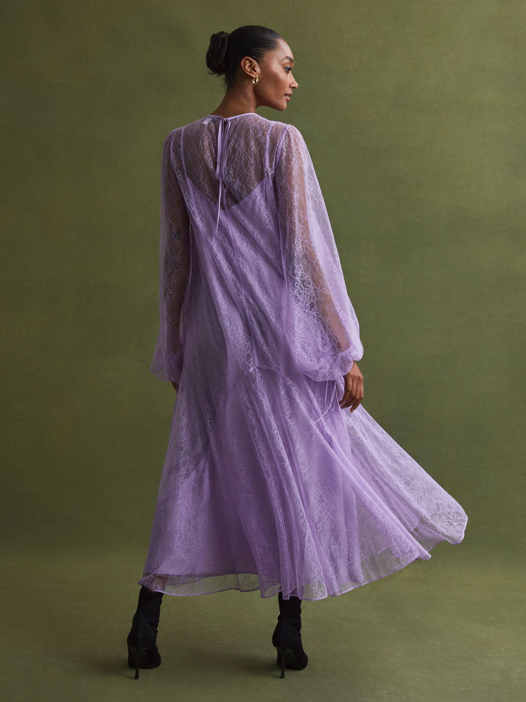 Lilac lace midi dress shop