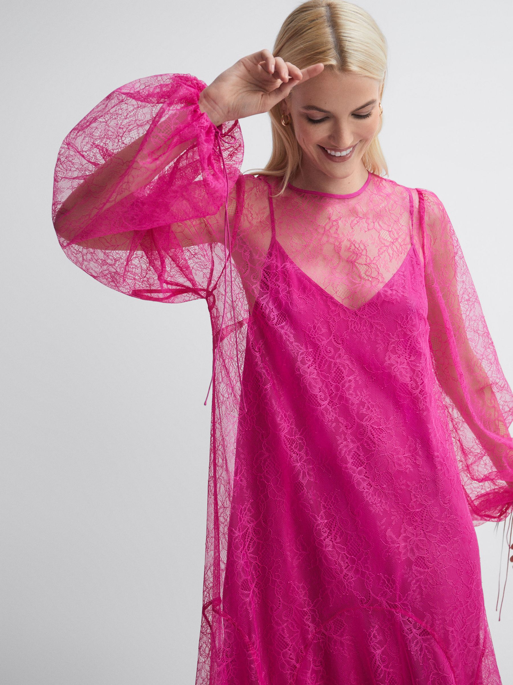 Reiss pink lace dress top