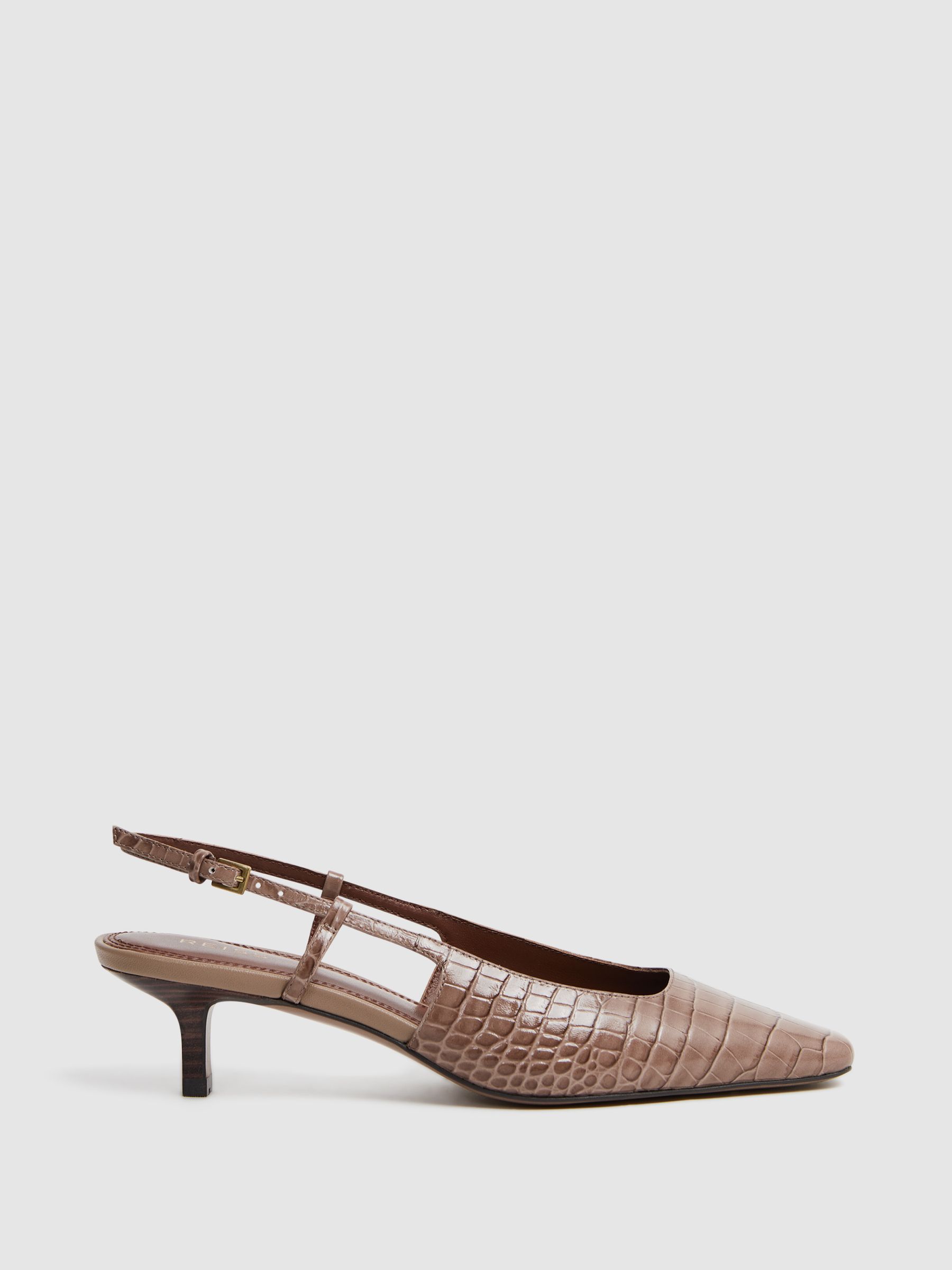 Reiss Leather Slingback Heels in Taupe REISS