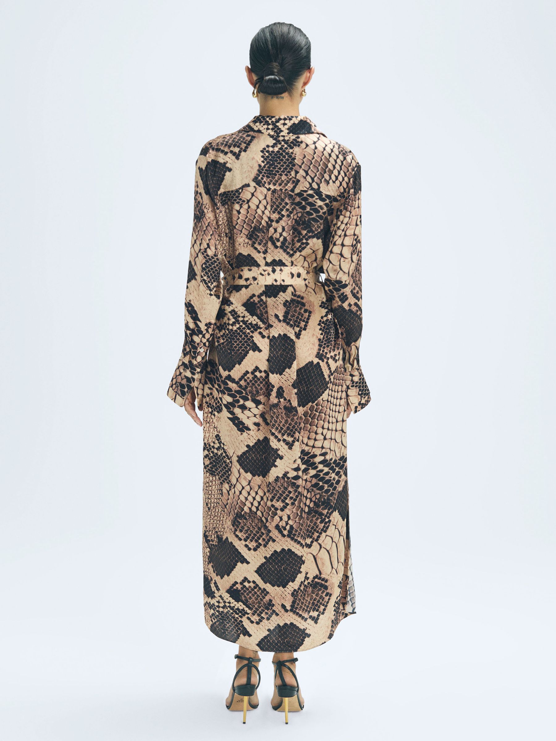 Reiss Imogen Snake Silk Snake Print Maxi Dress REISS