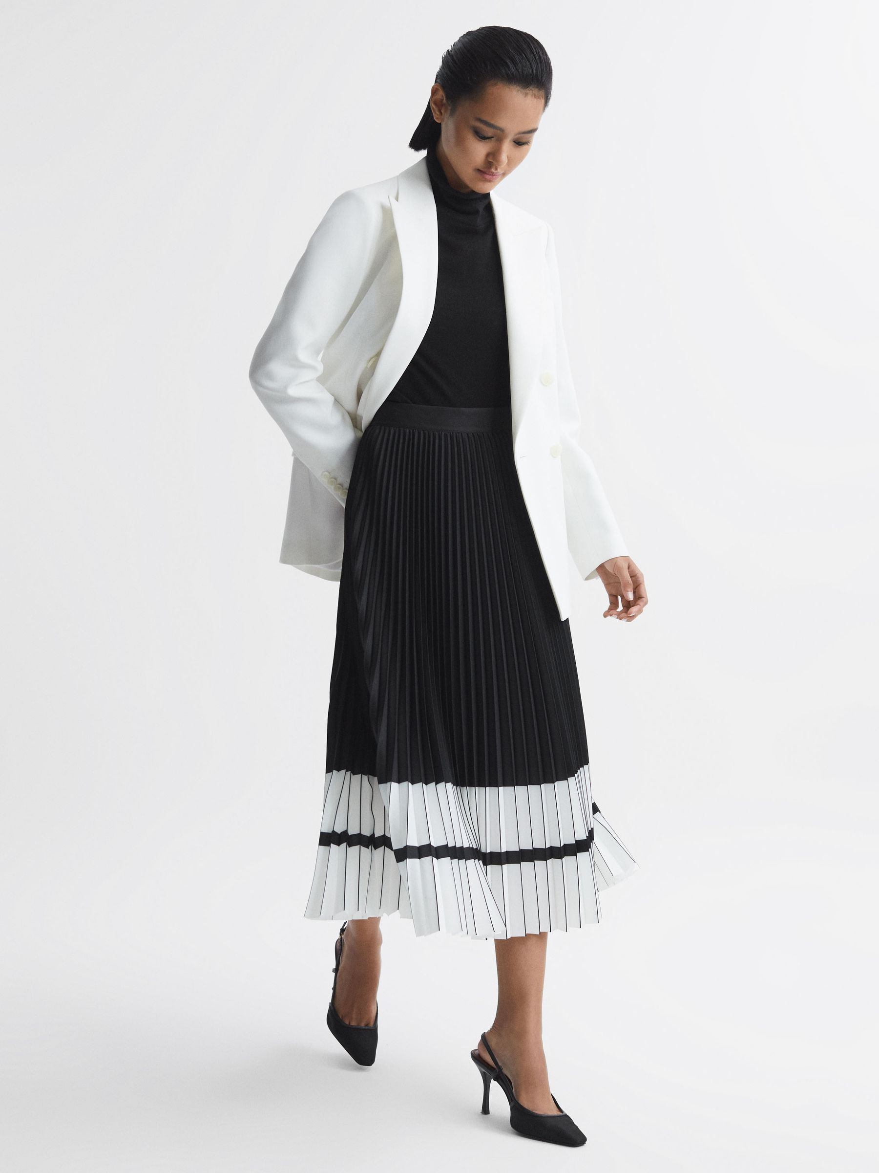 White pleated skirt reiss discount