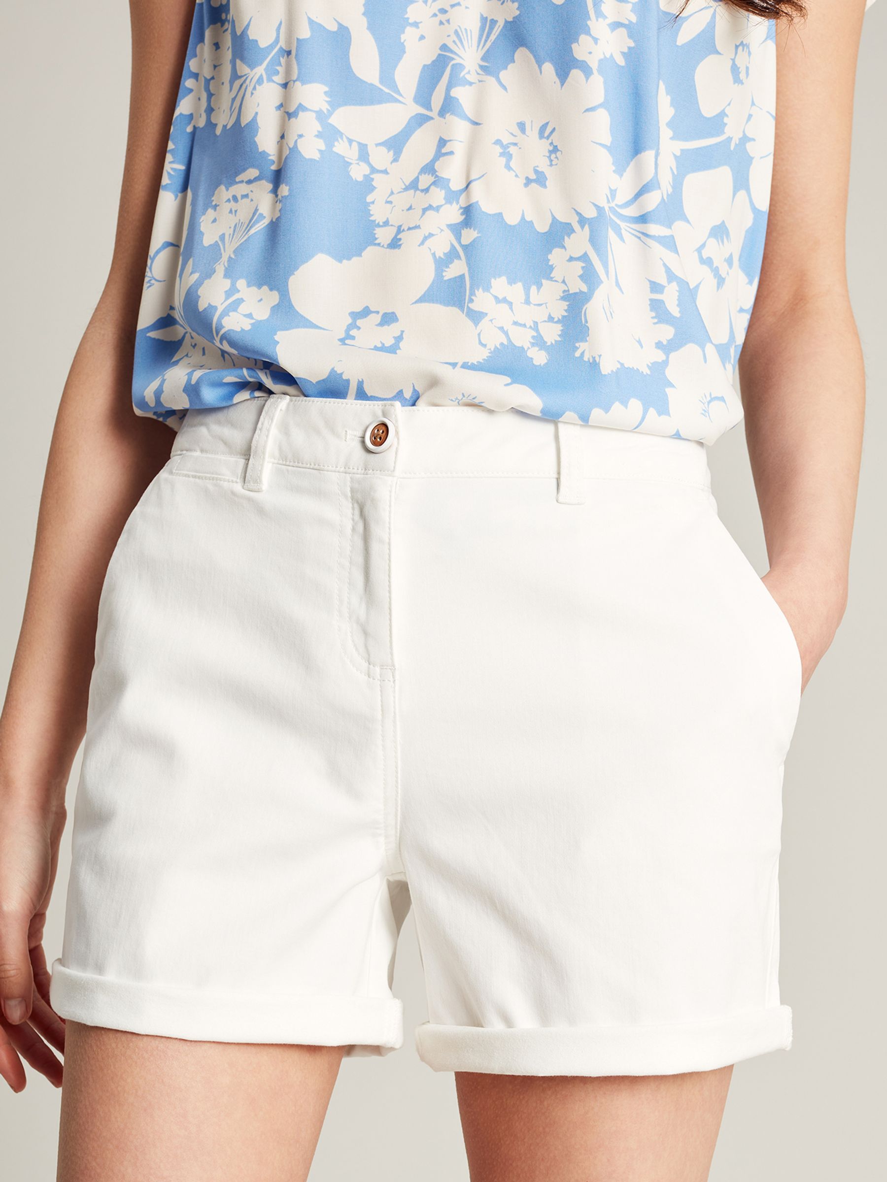 Cruise White Mid Thigh Length Chino Shorts Joules