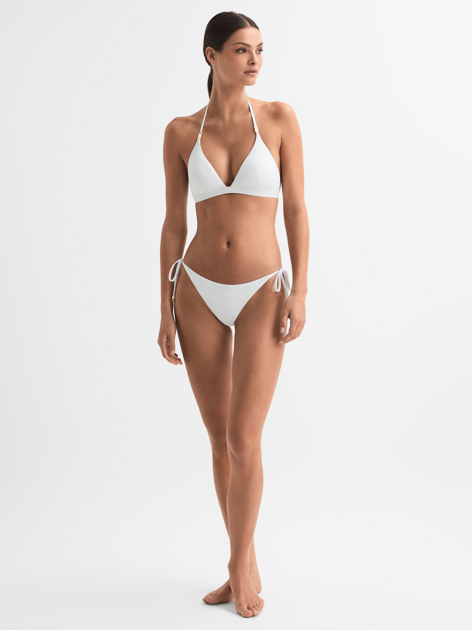Reiss Side Tie Bikini Bottoms in White REISS