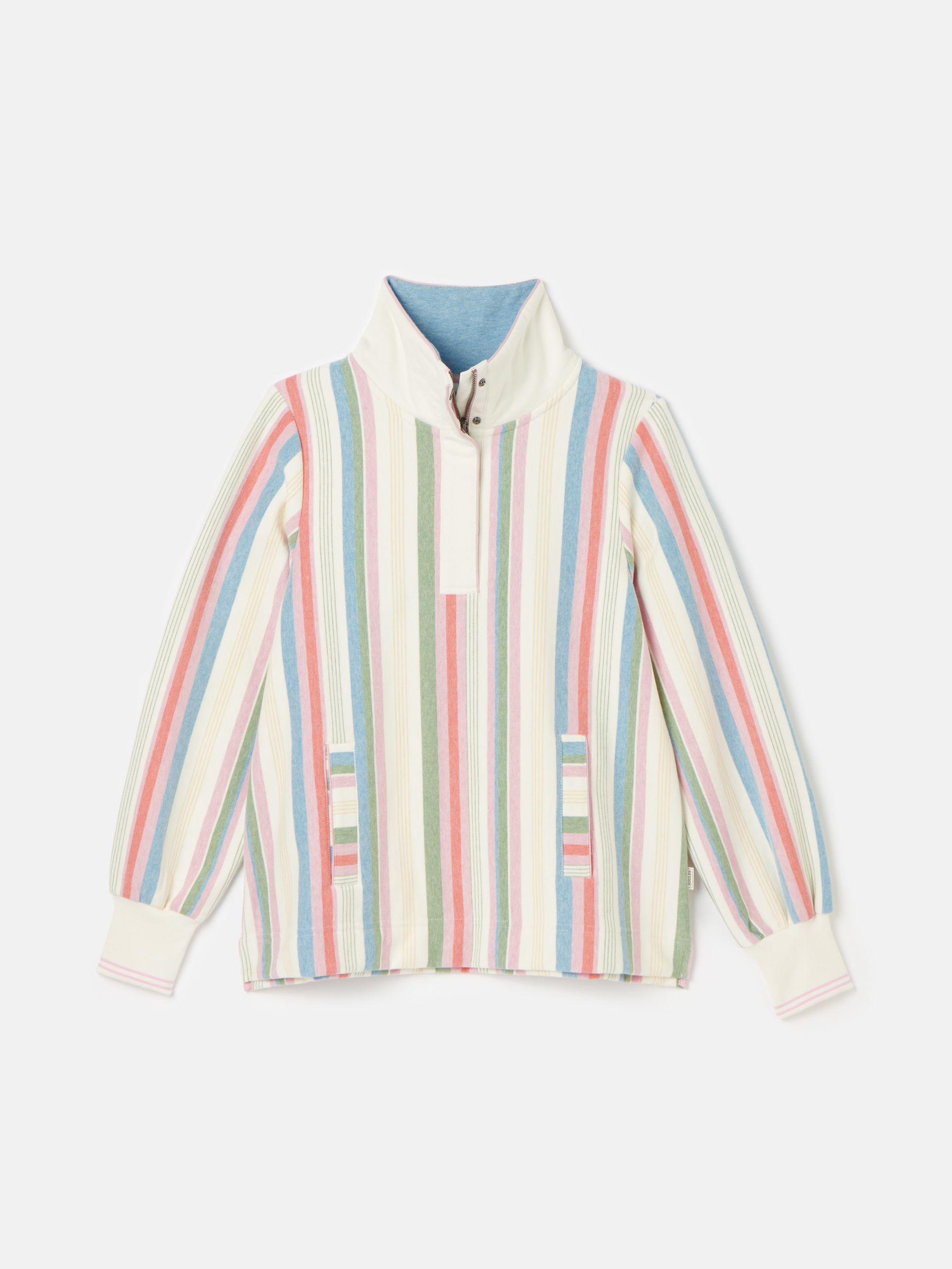 Burnham Multi Stripe Funnel Neck Quarter Zip Sweatshirt Joules