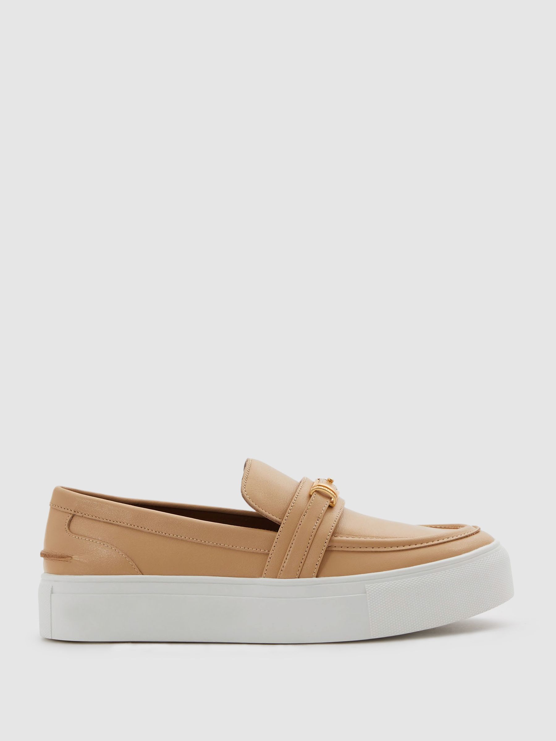 Reiss Leather Loafer Trainers in Neutral REISS