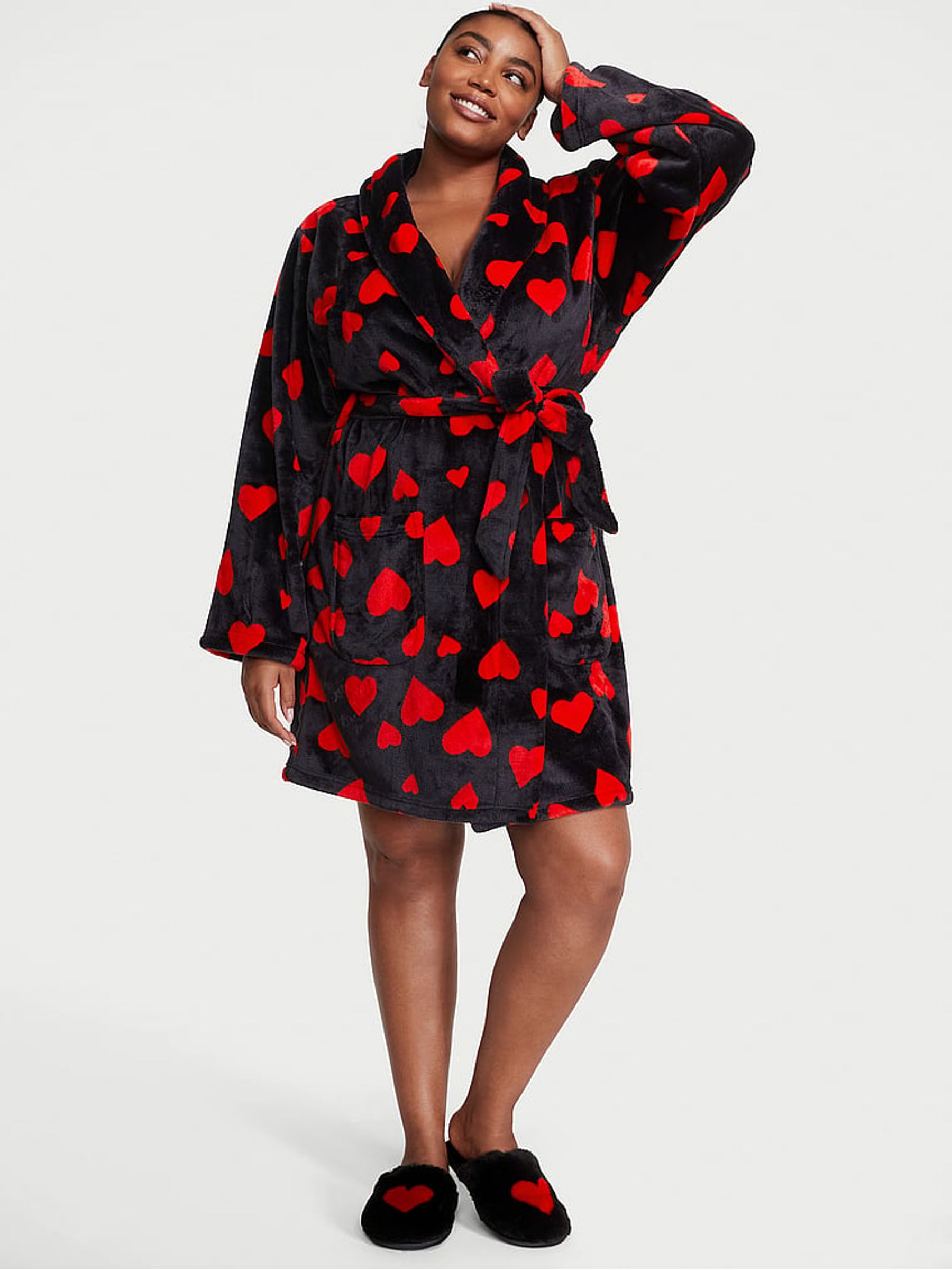 Buy Victoria s Secret Black Lipstick Heart Cosy Short Dressing Gown from the Victoria s Secret UK online shop
