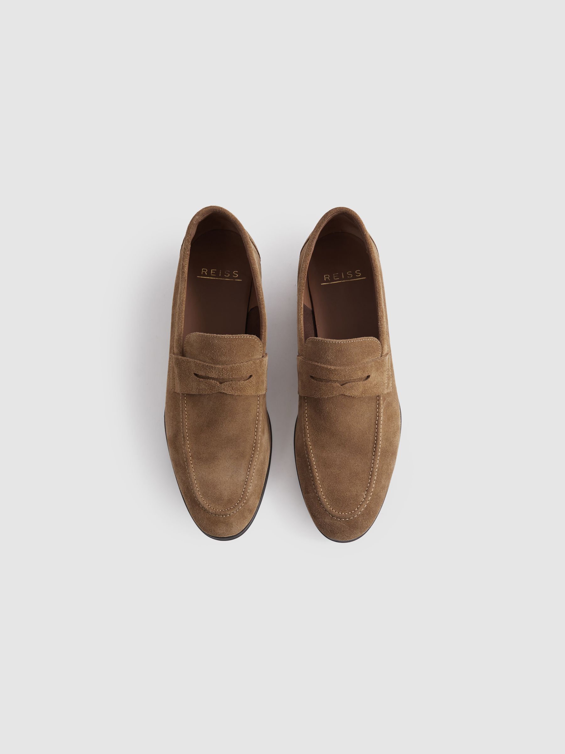Suede Slip On Loafers in Stone