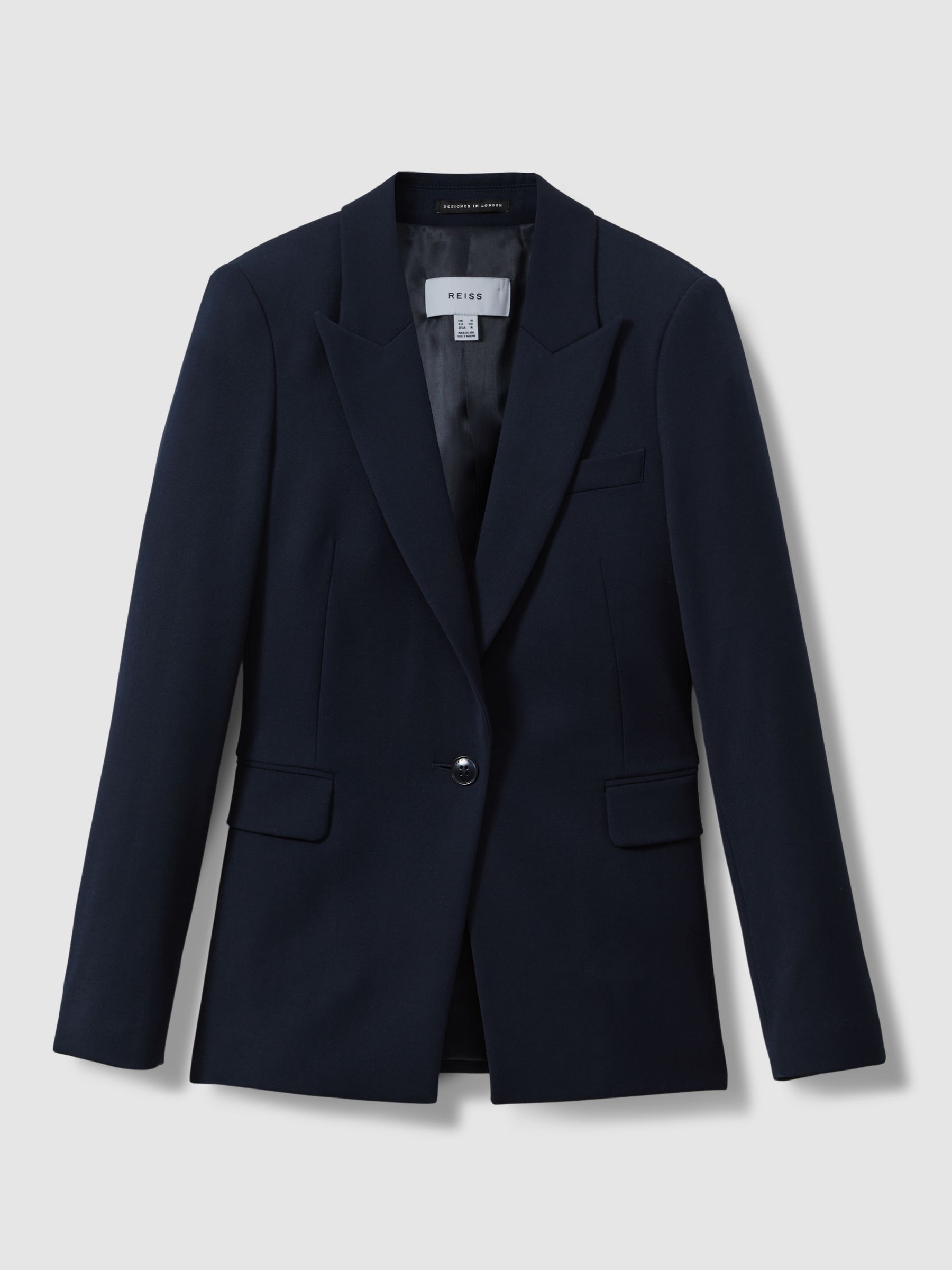 Reiss Petite Tailored Single Breasted Suit Blazer in Navy REISS