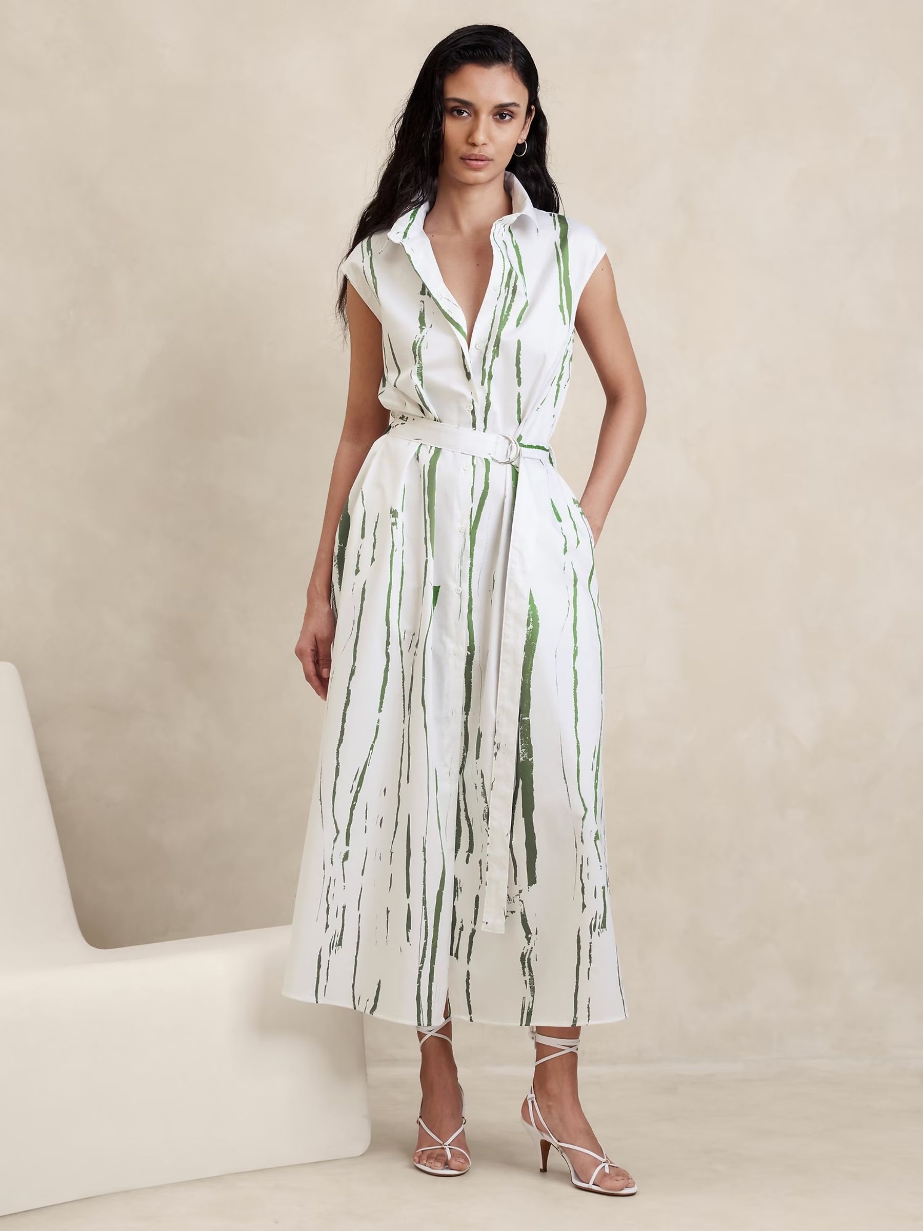 Buy Banana Republic White Poplin Maxi Shirt Dress from the Gap online shop