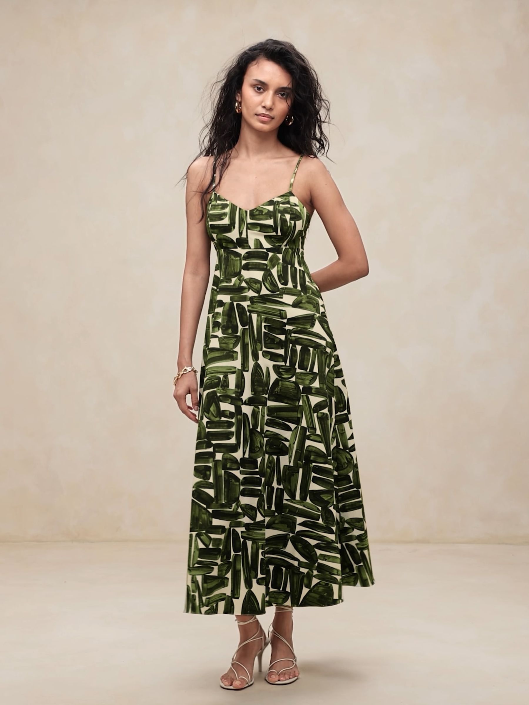 Banana Republic Green Green Poplin Cut Out Maxi Dress